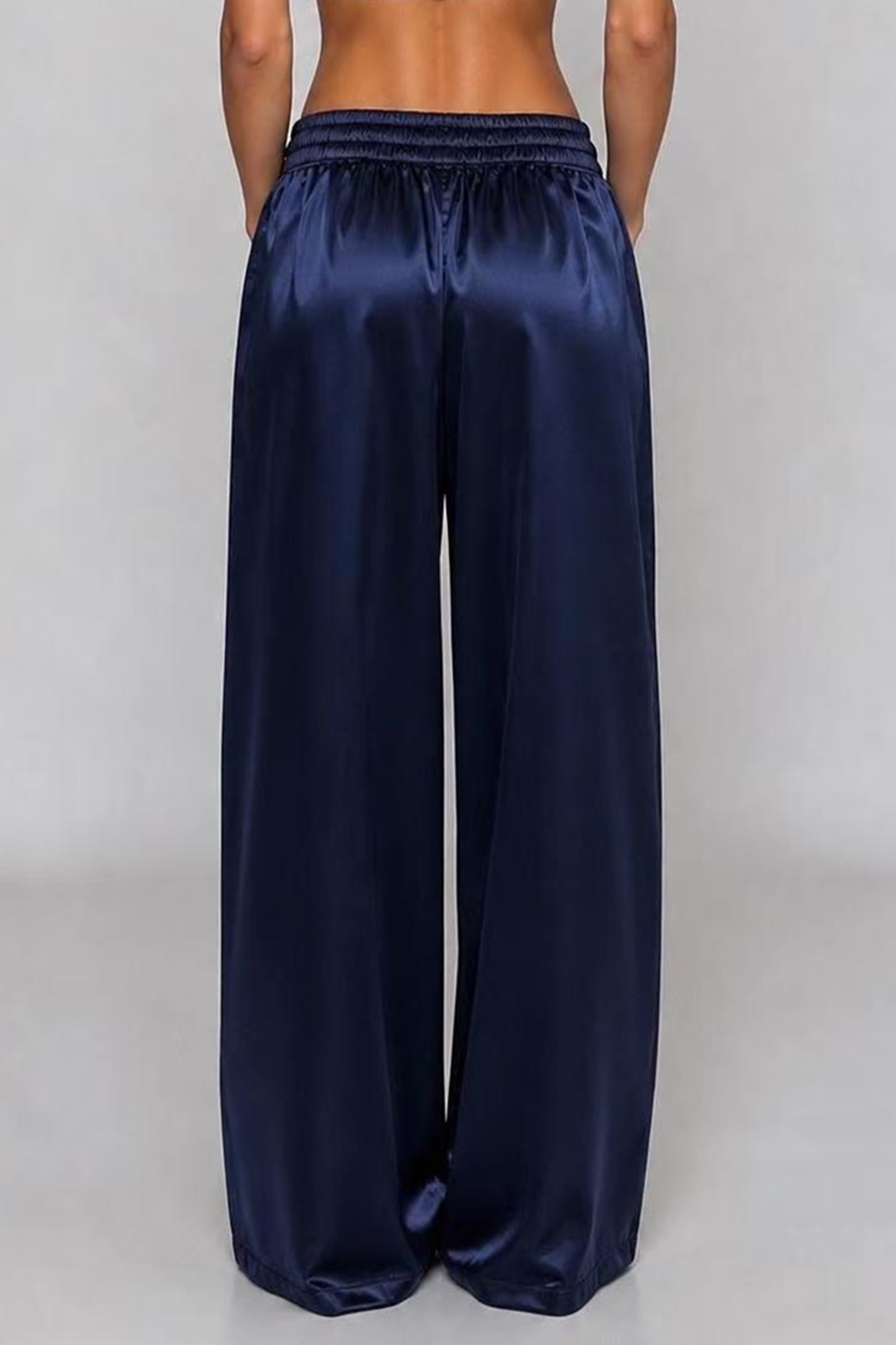 NOVACAM Satin Draped Embroidered Graphic Pants