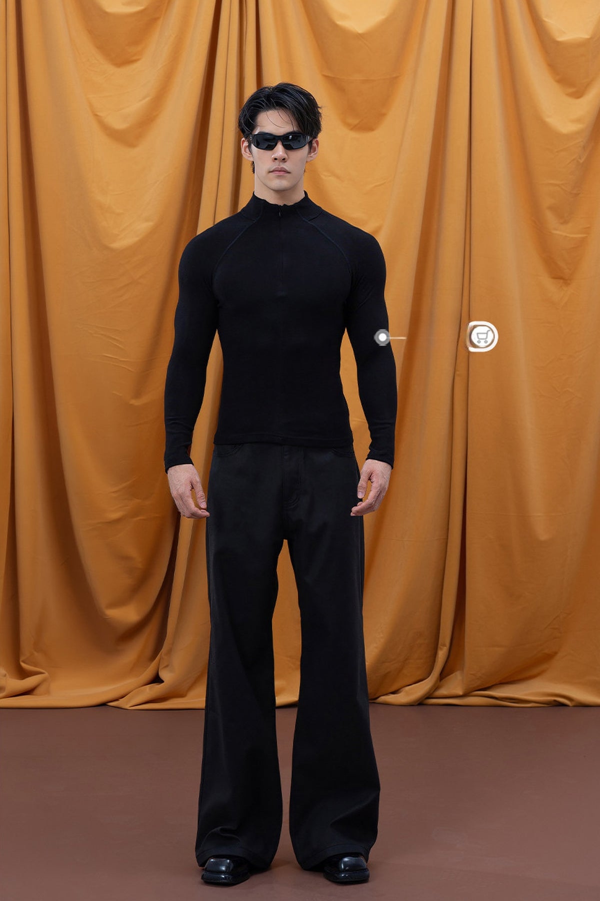 CLP Relaxed Wide-Leg Trousers — full body · Black