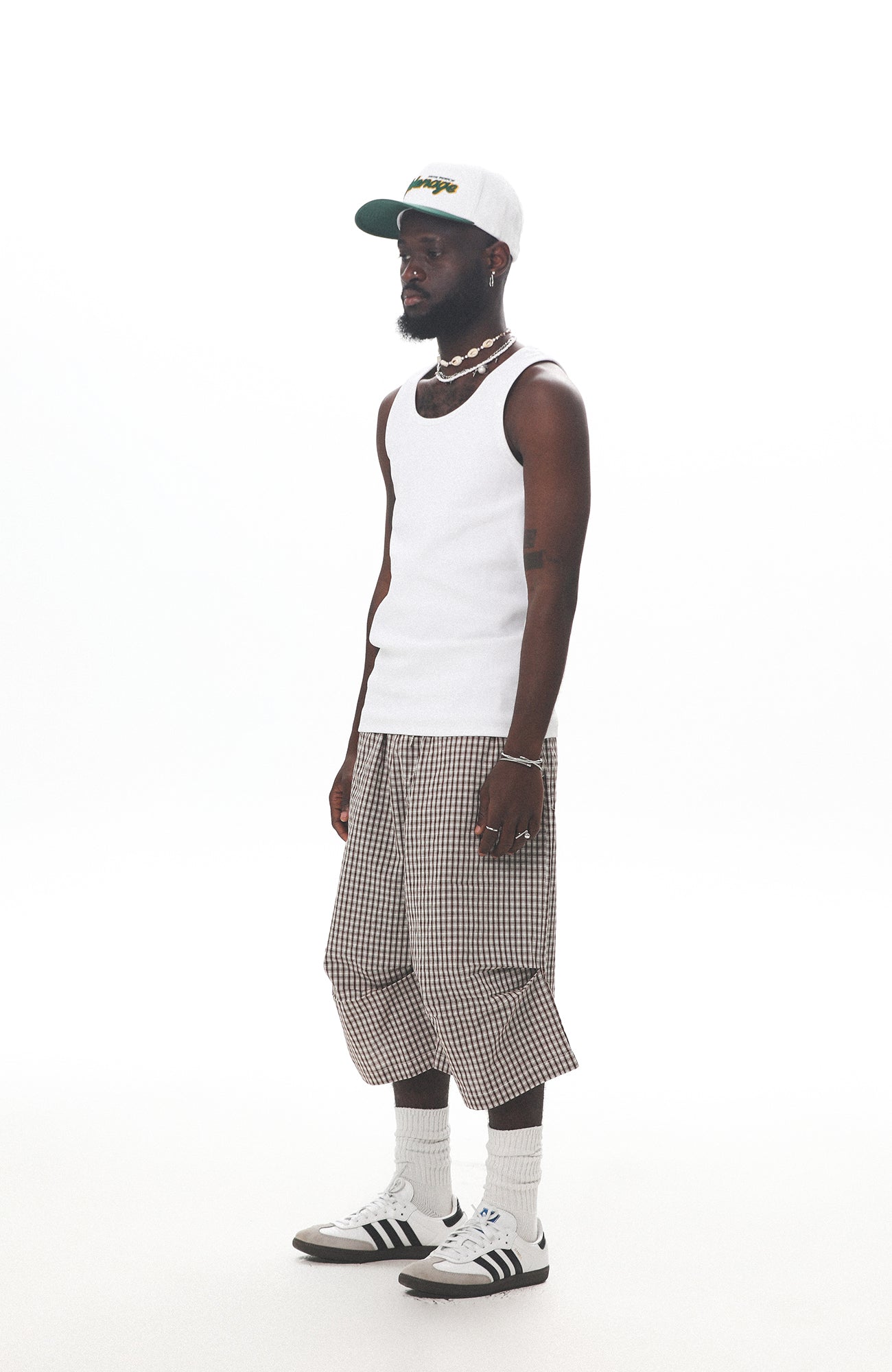 UNTILWERICH Check Drawstring Wide Shorts