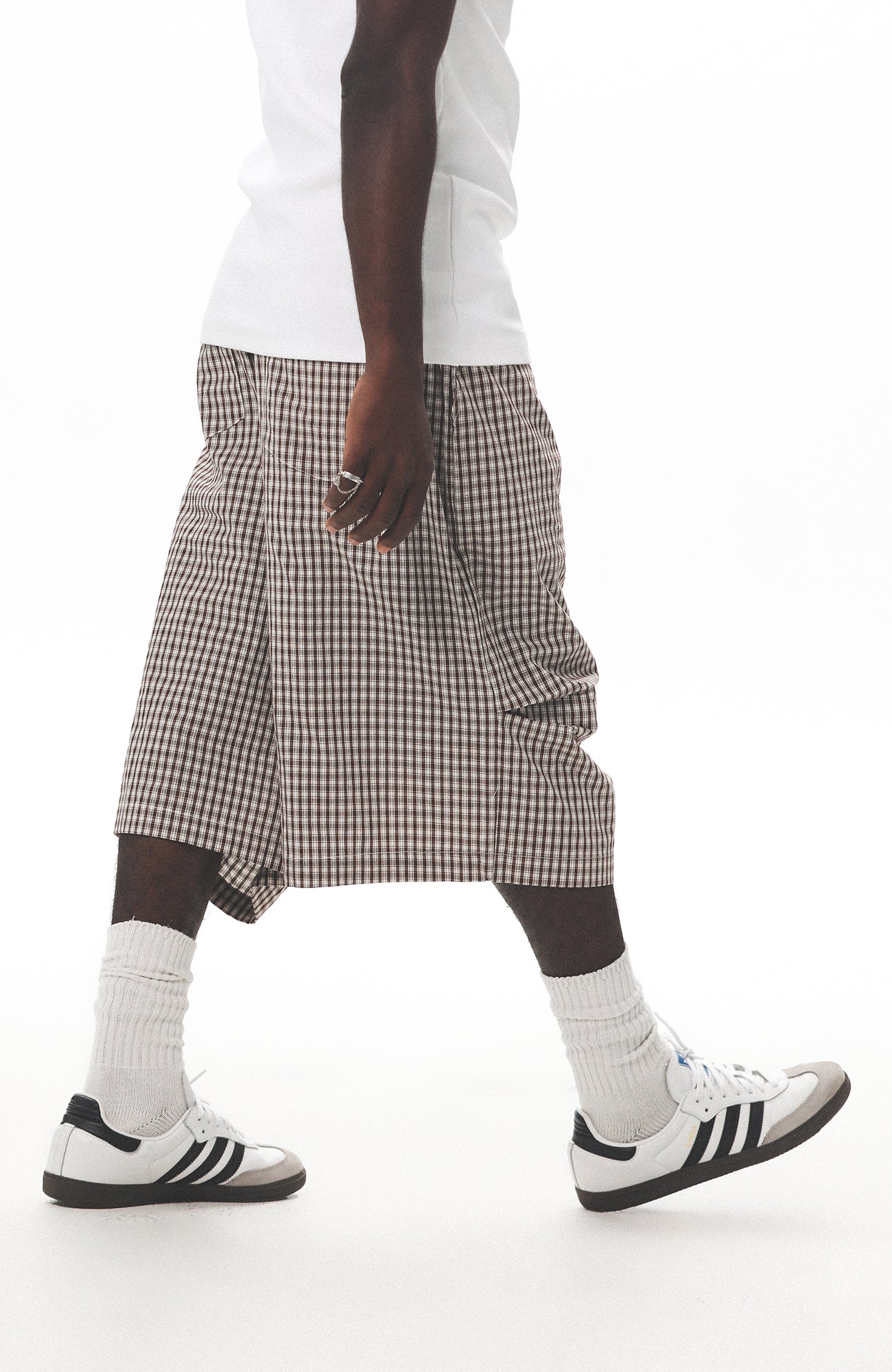 UNTILWERICH Check Drawstring Wide Shorts