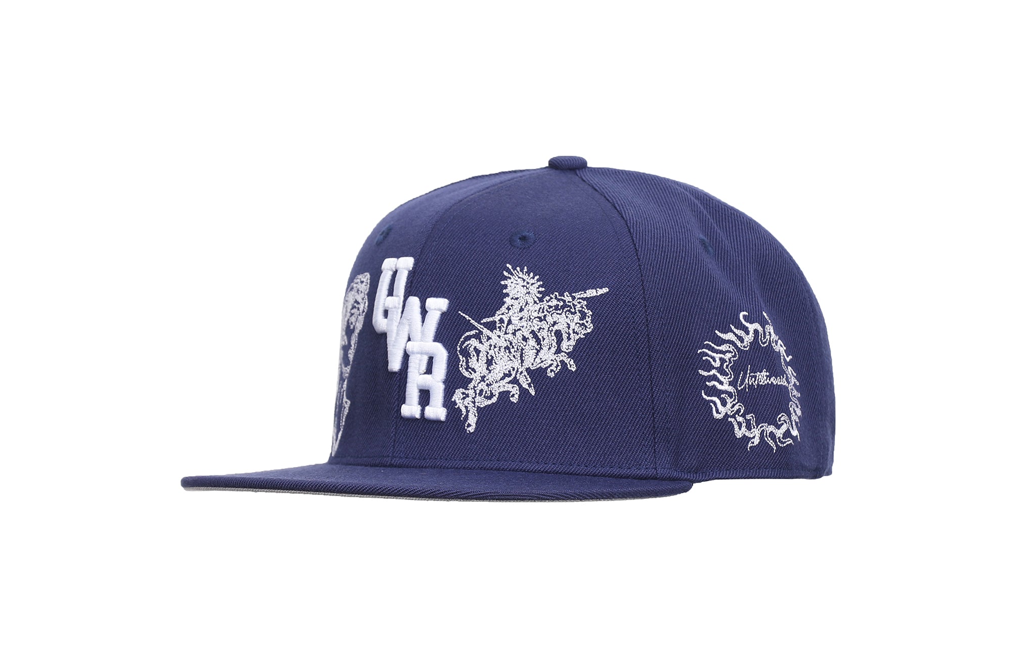 UNTILWERICH Embroidered Flat Brim Fitted Cap