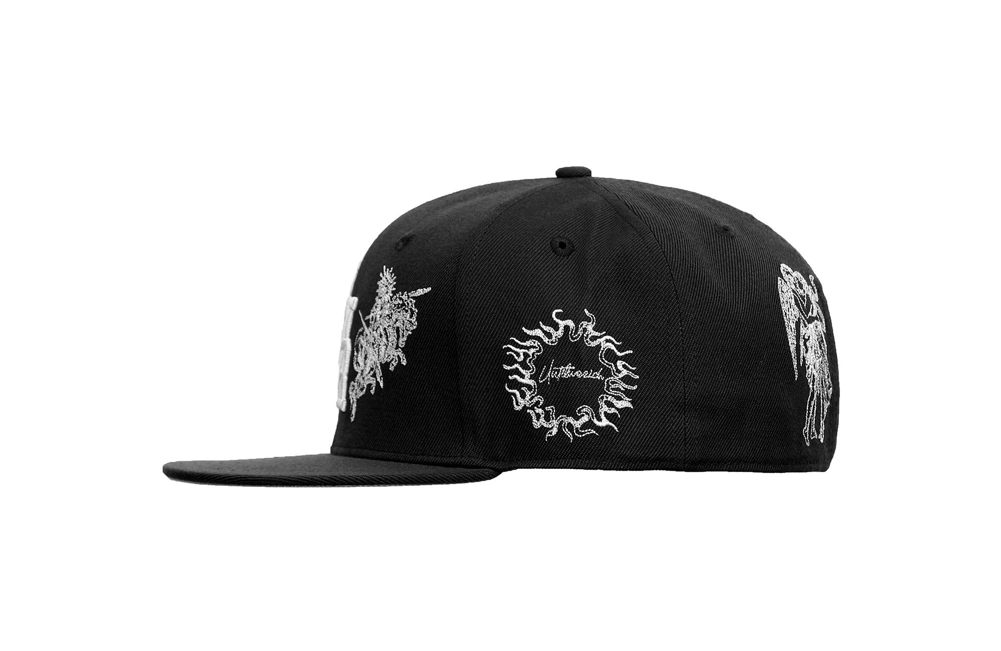 UNTILWERICH Embroidered Flat Brim Fitted Cap