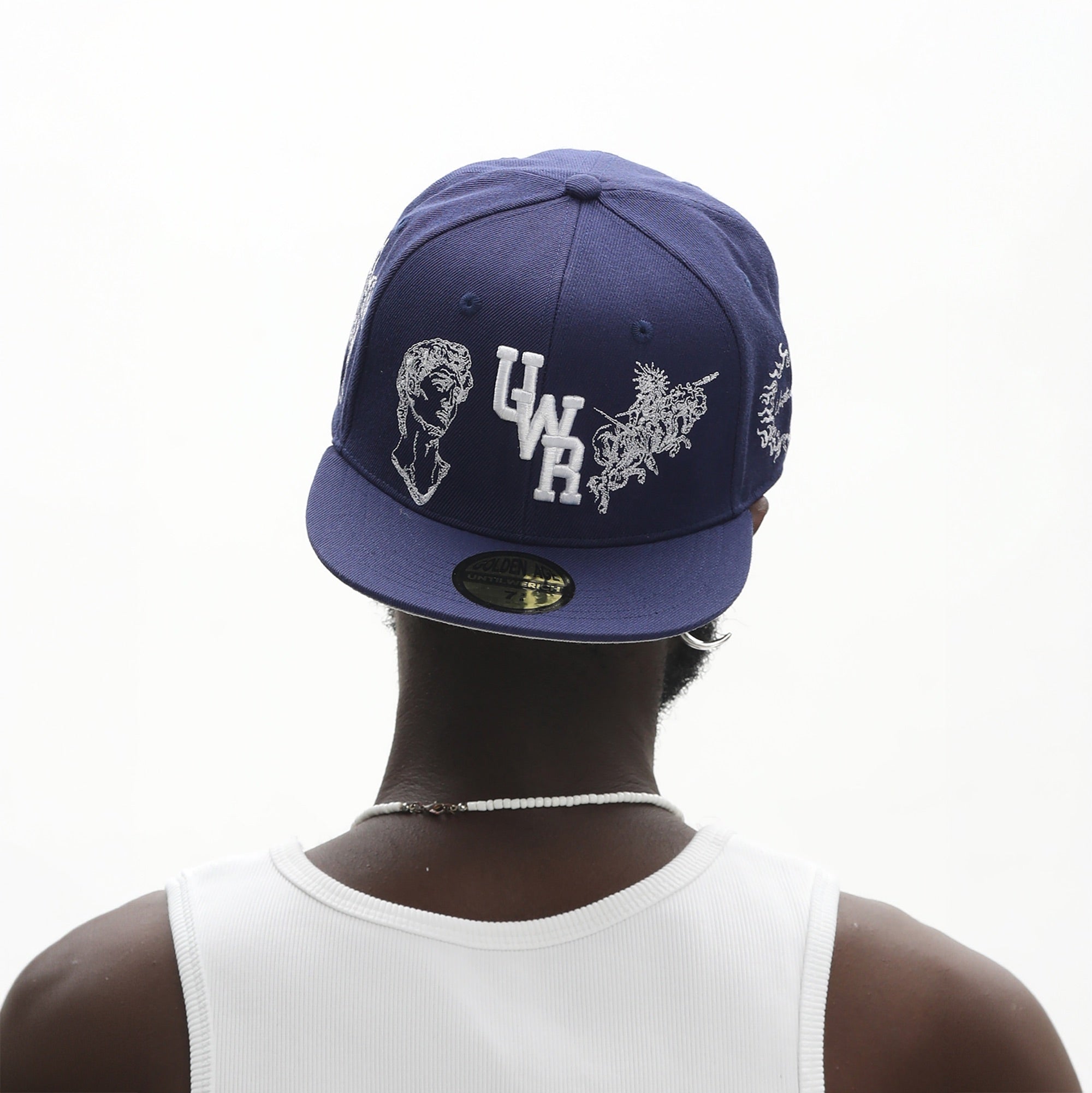 UNTILWERICH Embroidered Flat Brim Fitted Cap