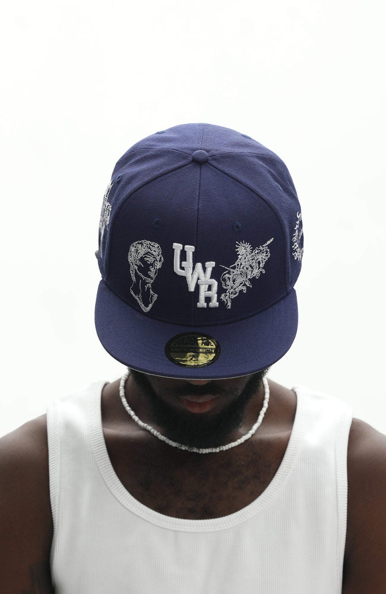 UNTILWERICH Embroidered Flat Brim Fitted Cap