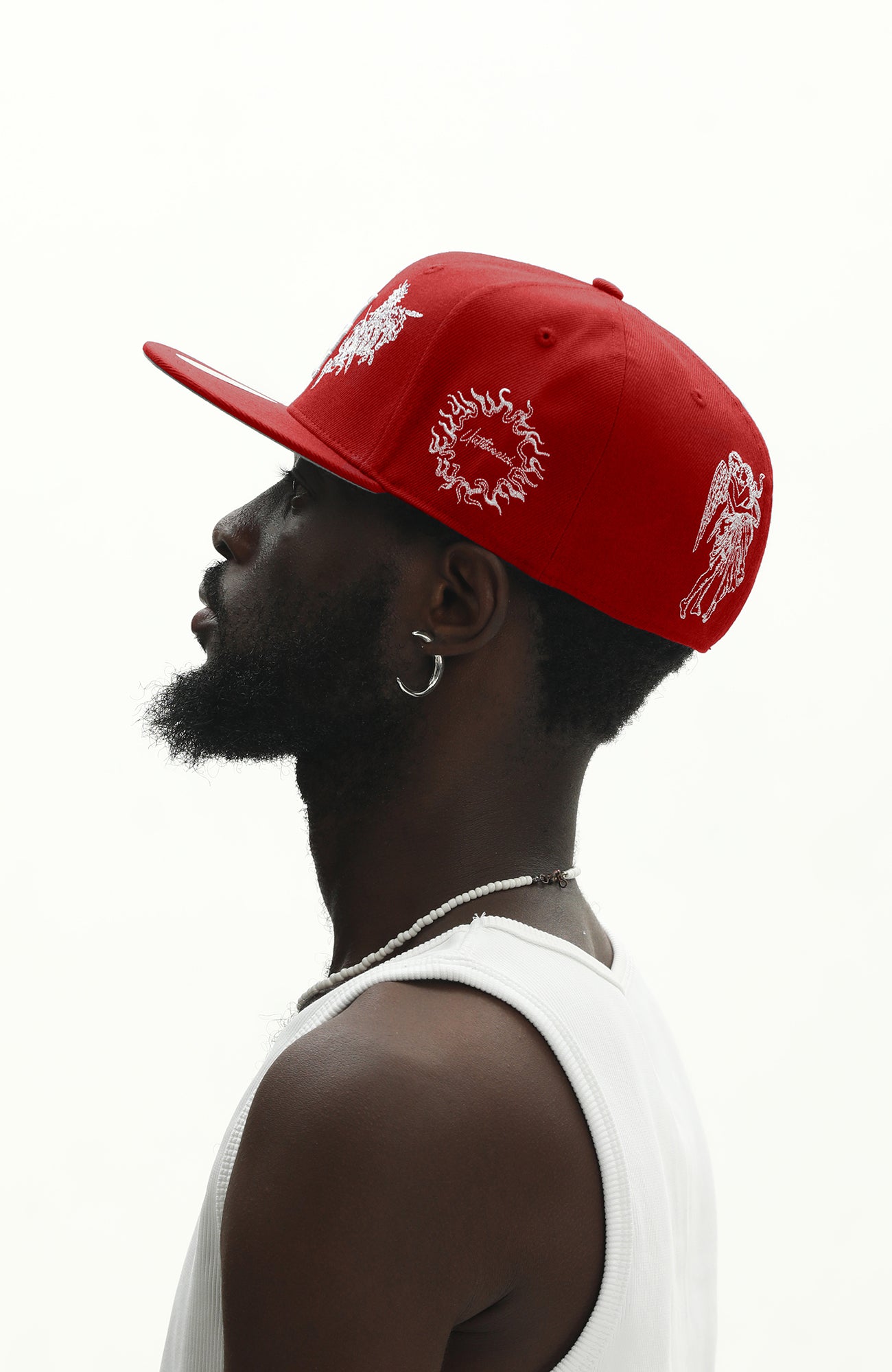 UNTILWERICH Embroidered Flat Brim Fitted Cap