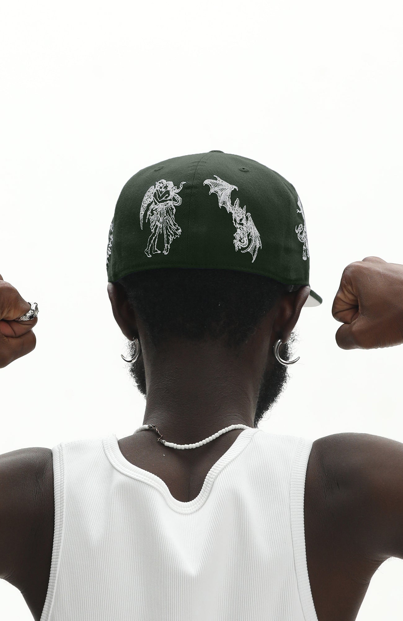UNTILWERICH Embroidered Flat Brim Fitted Cap