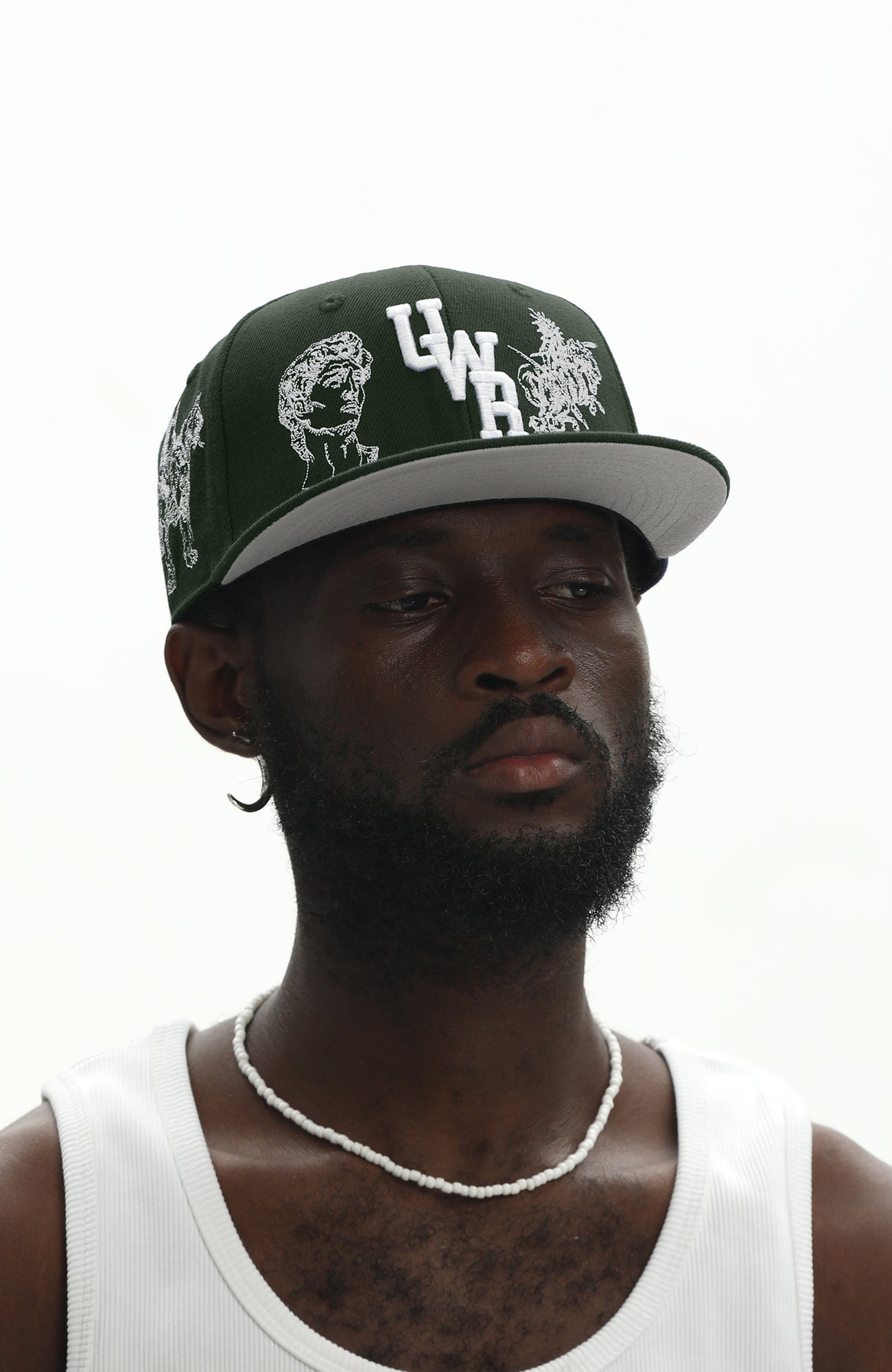 UNTILWERICH Embroidered Flat Brim Fitted Cap