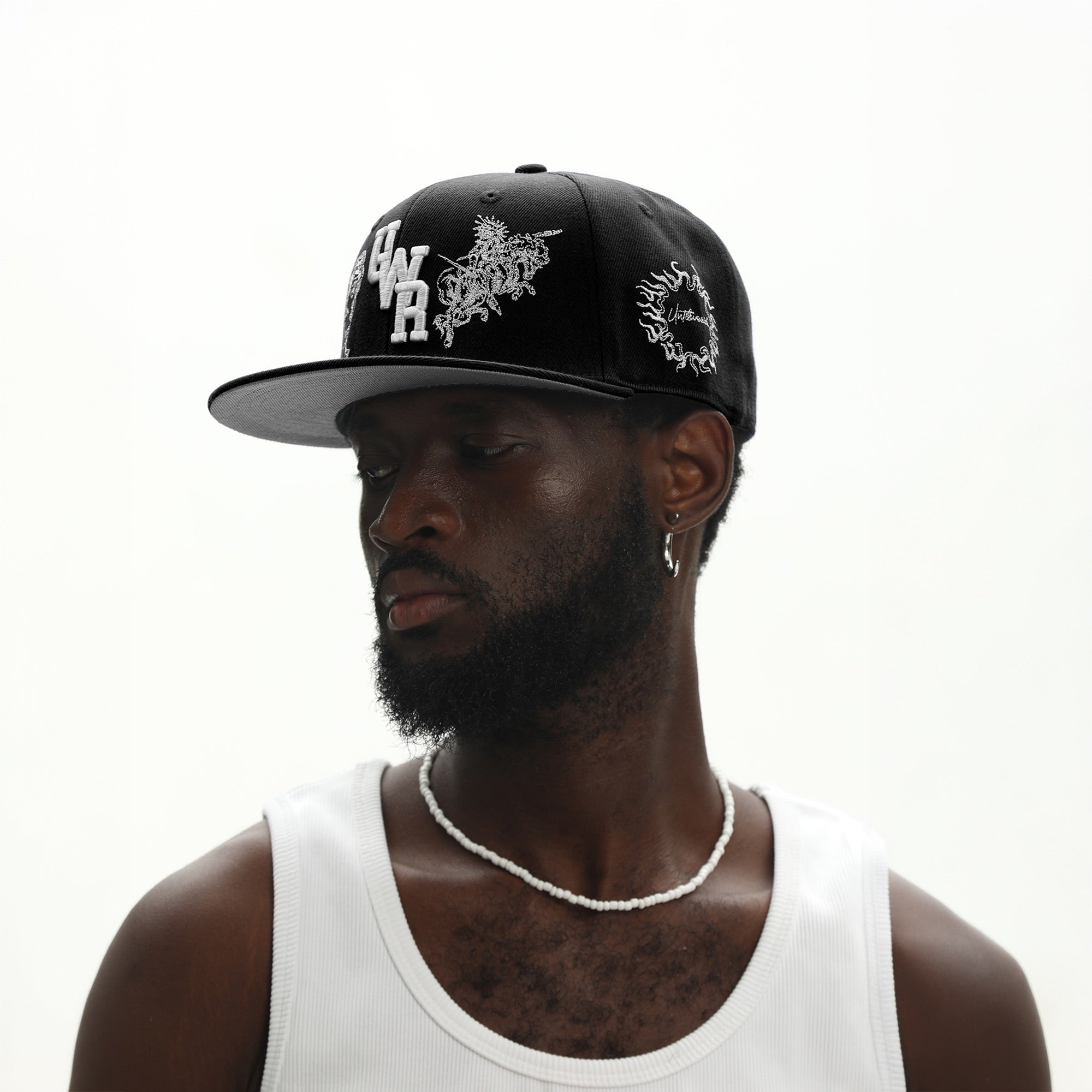 UNTILWERICH Embroidered Flat Brim Fitted Cap