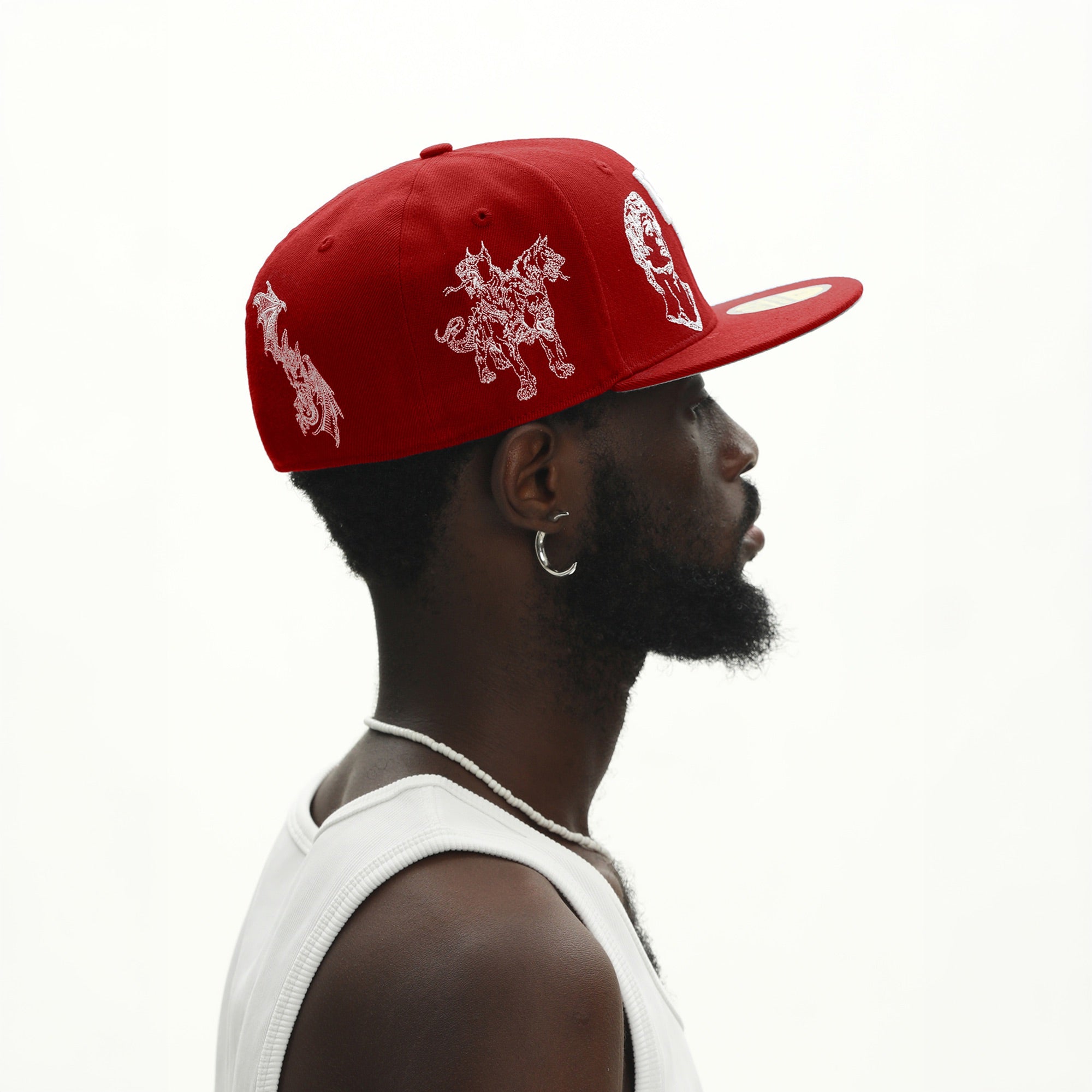 UNTILWERICH Embroidered Flat Brim Fitted Cap