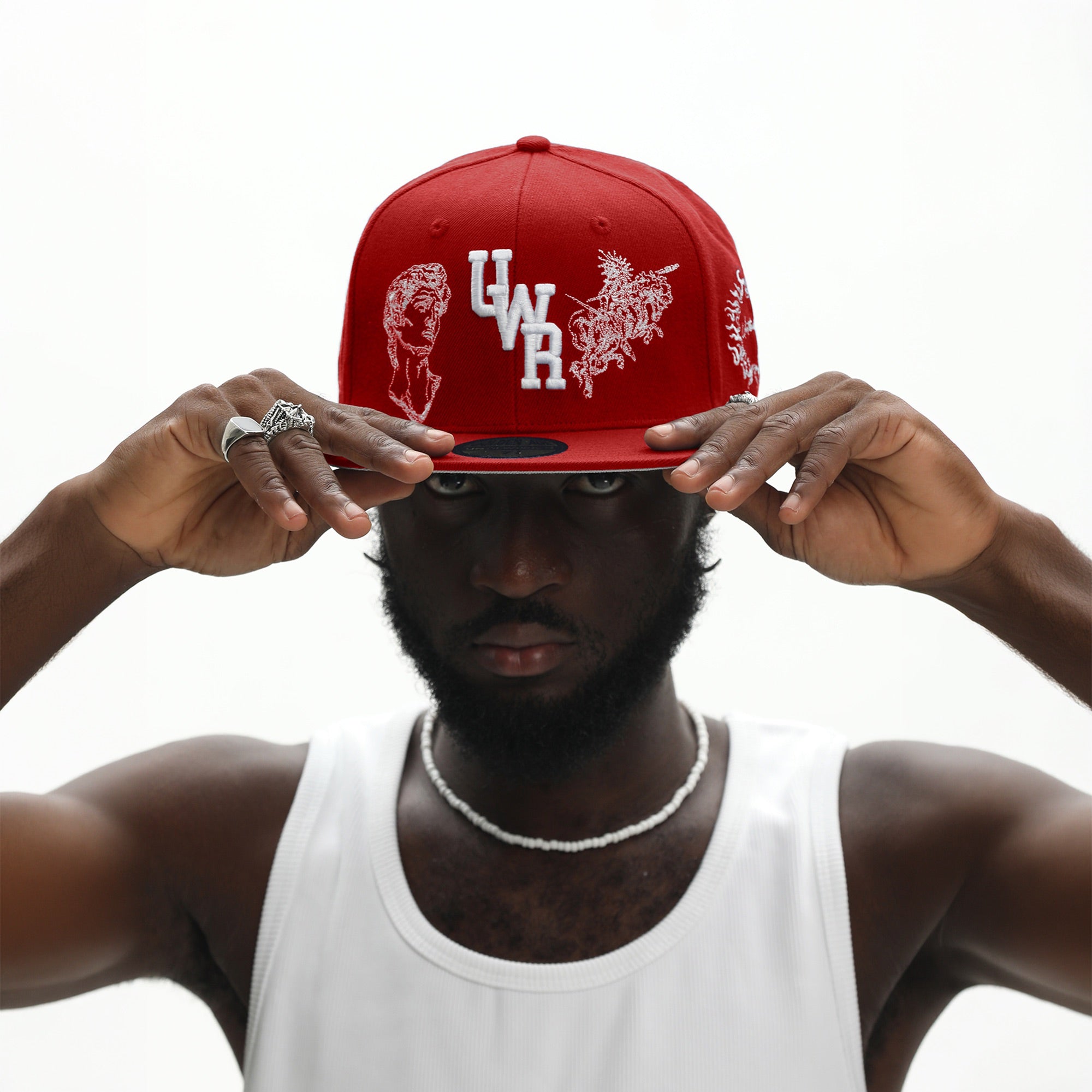 UNTILWERICH Embroidered Flat Brim Fitted Cap