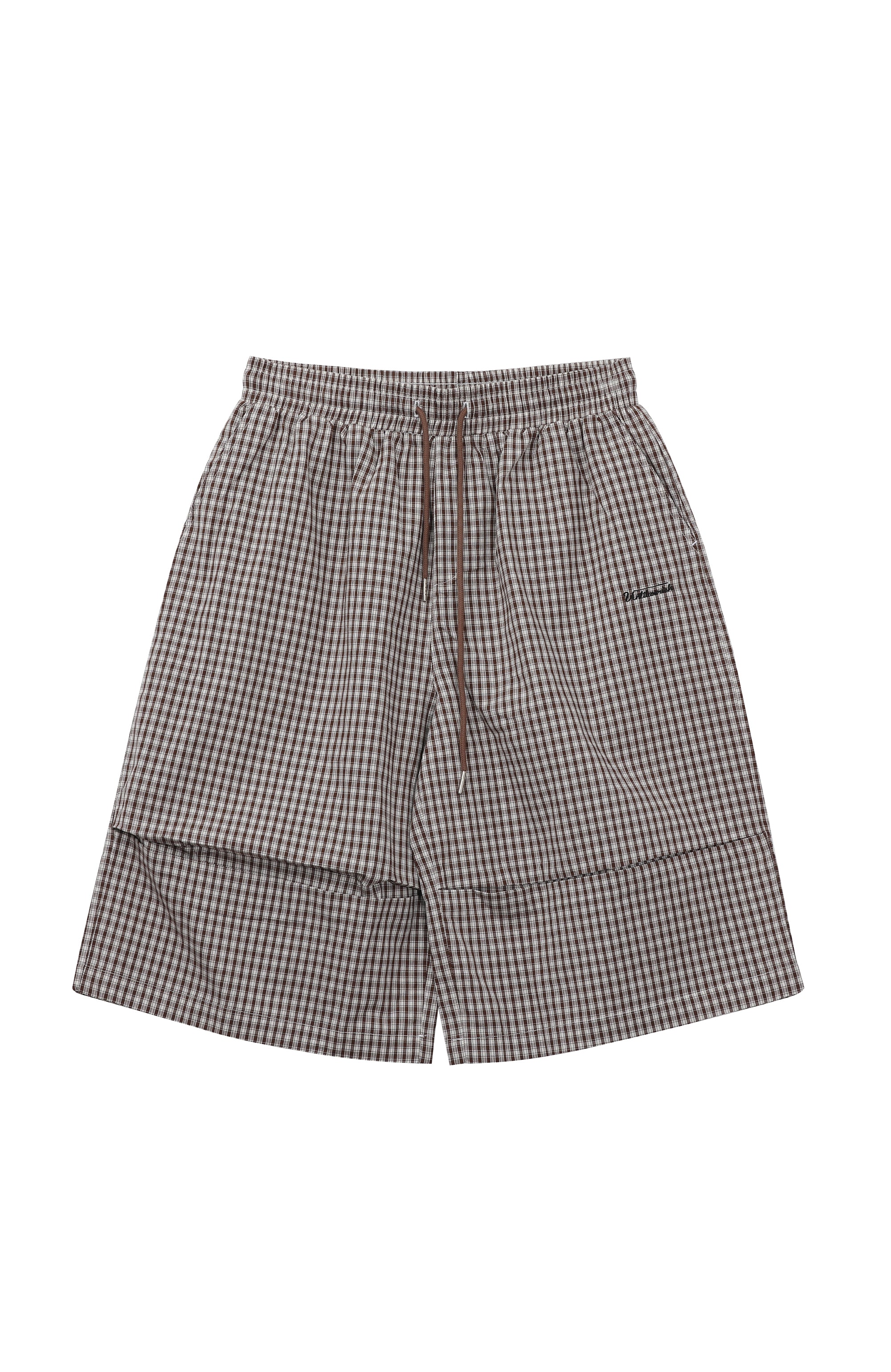 UNTILWERICH Check Drawstring Wide Shorts