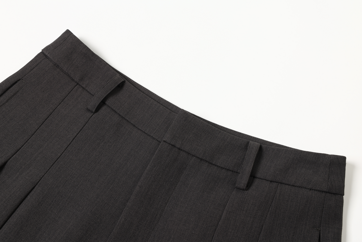 TGNS Pleated Curved Wide-Leg Trousers