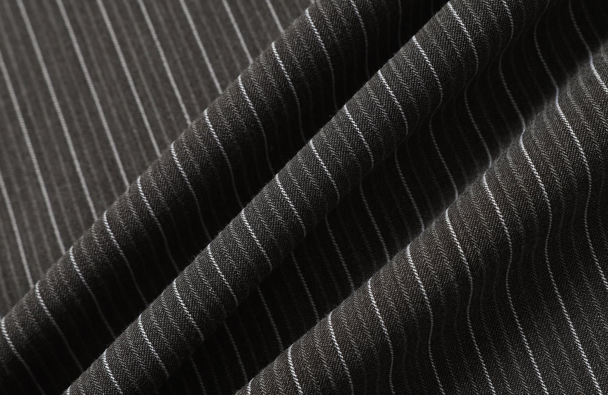 TGNS Ruched Double-Waist Striped Pleated Wide-Leg Trousers