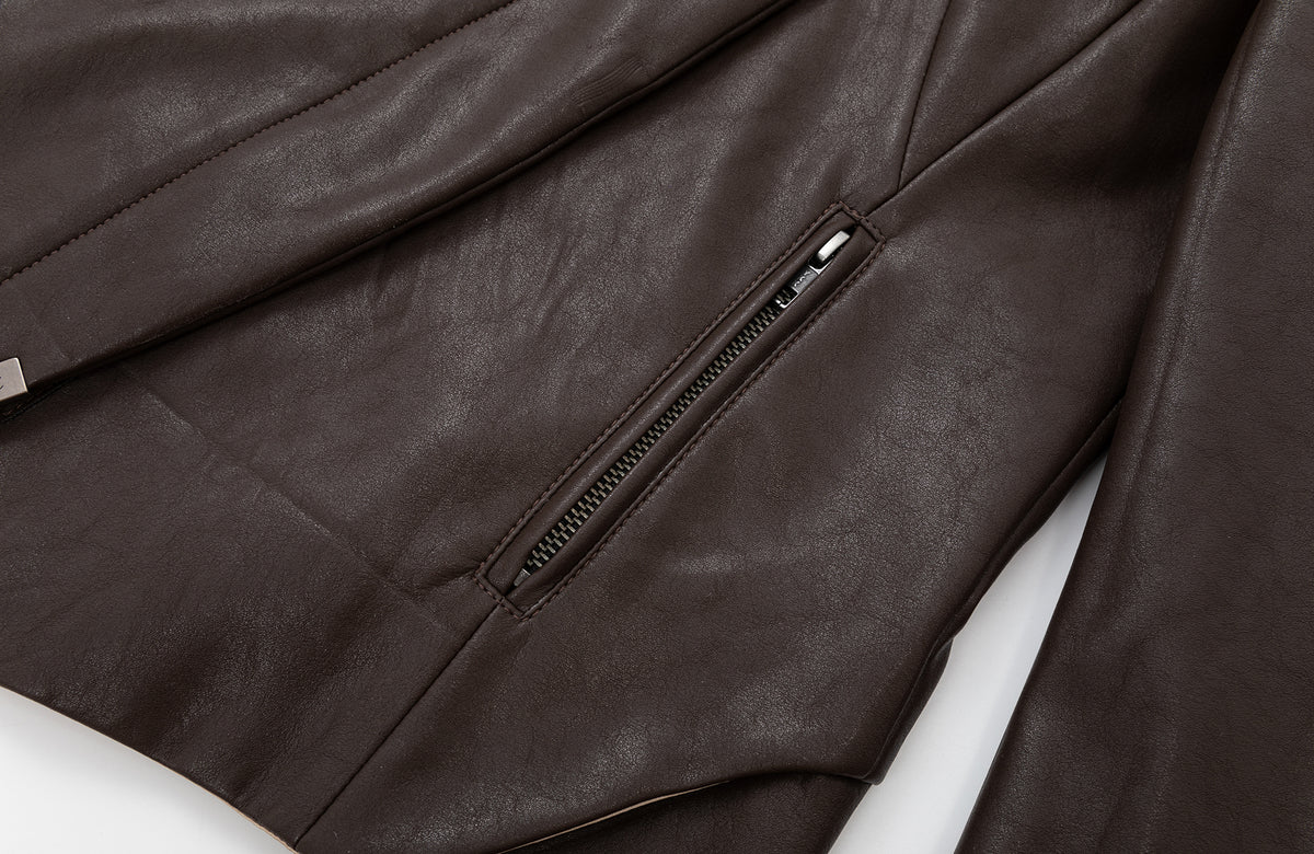 2000RSK Deconstructed Irregular Faux Leather Jacket