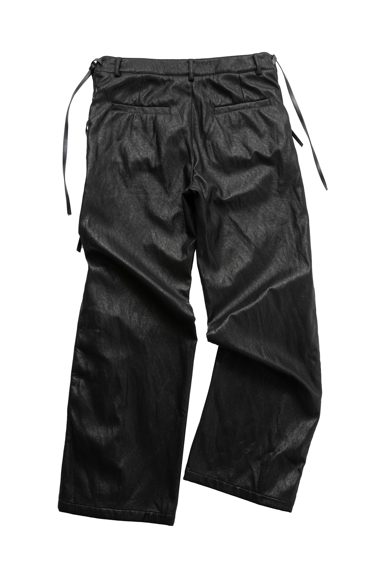 2000RSK Textured Spliced Rope-Detail Wide-Leg Faux Leather Pants