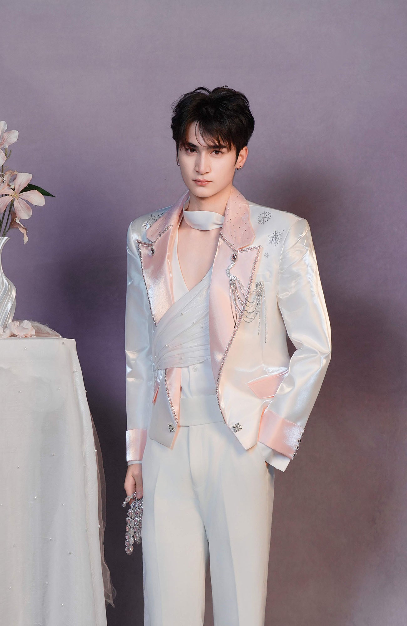 SHANG JIE Asymmetric Draped Tuxedo Blazer