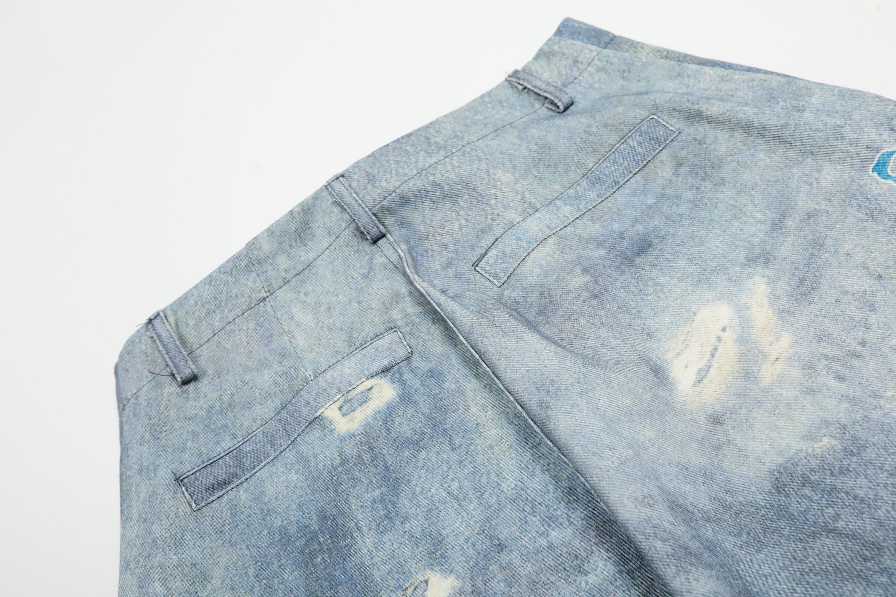 CLP Whimsical Distressed Stickers Cargo Denim Shorts, premium urban and streetwear designers apparel on PROJECTISR.com, CLP