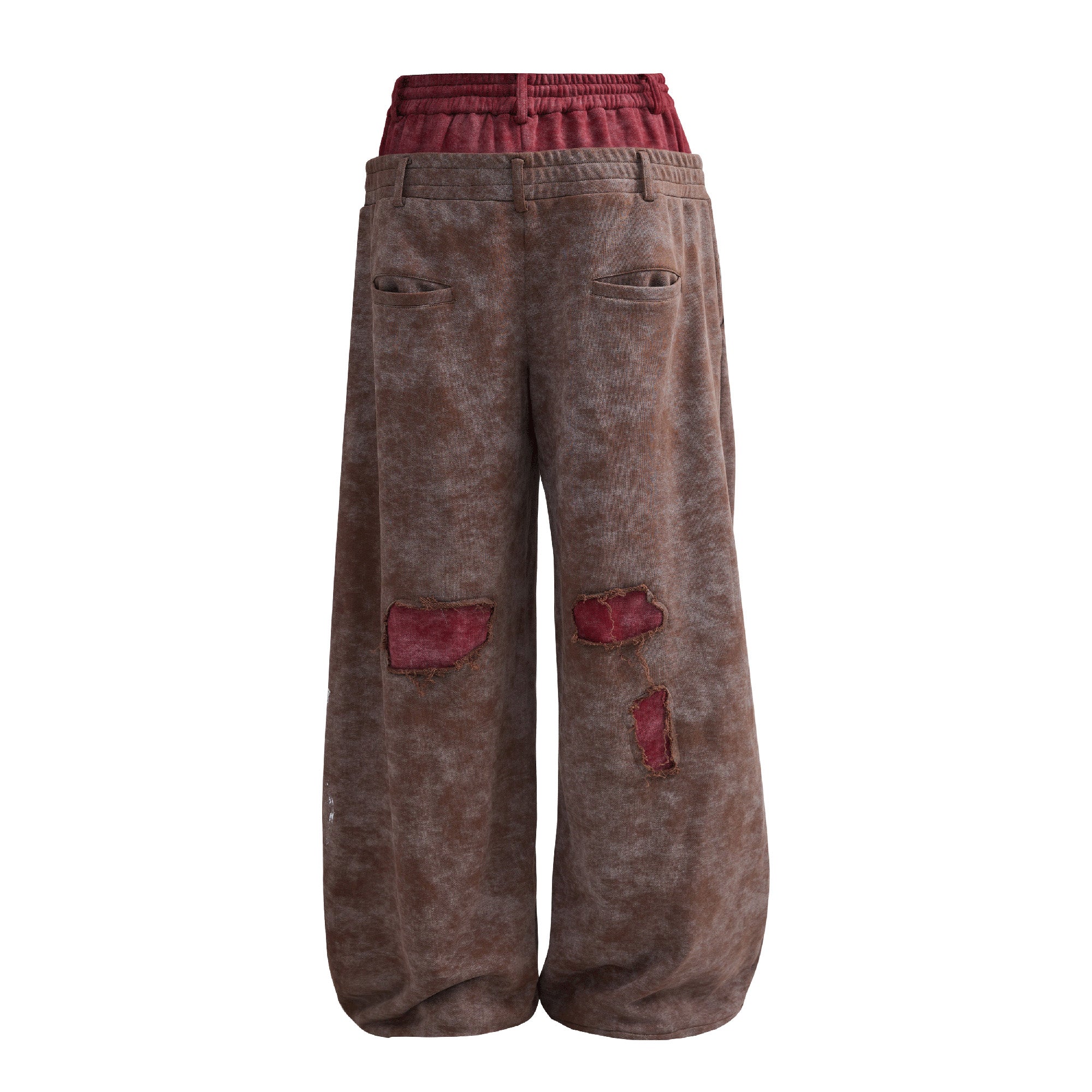 OIPWORD Distressed Ship Graphic Double-Waist Pants