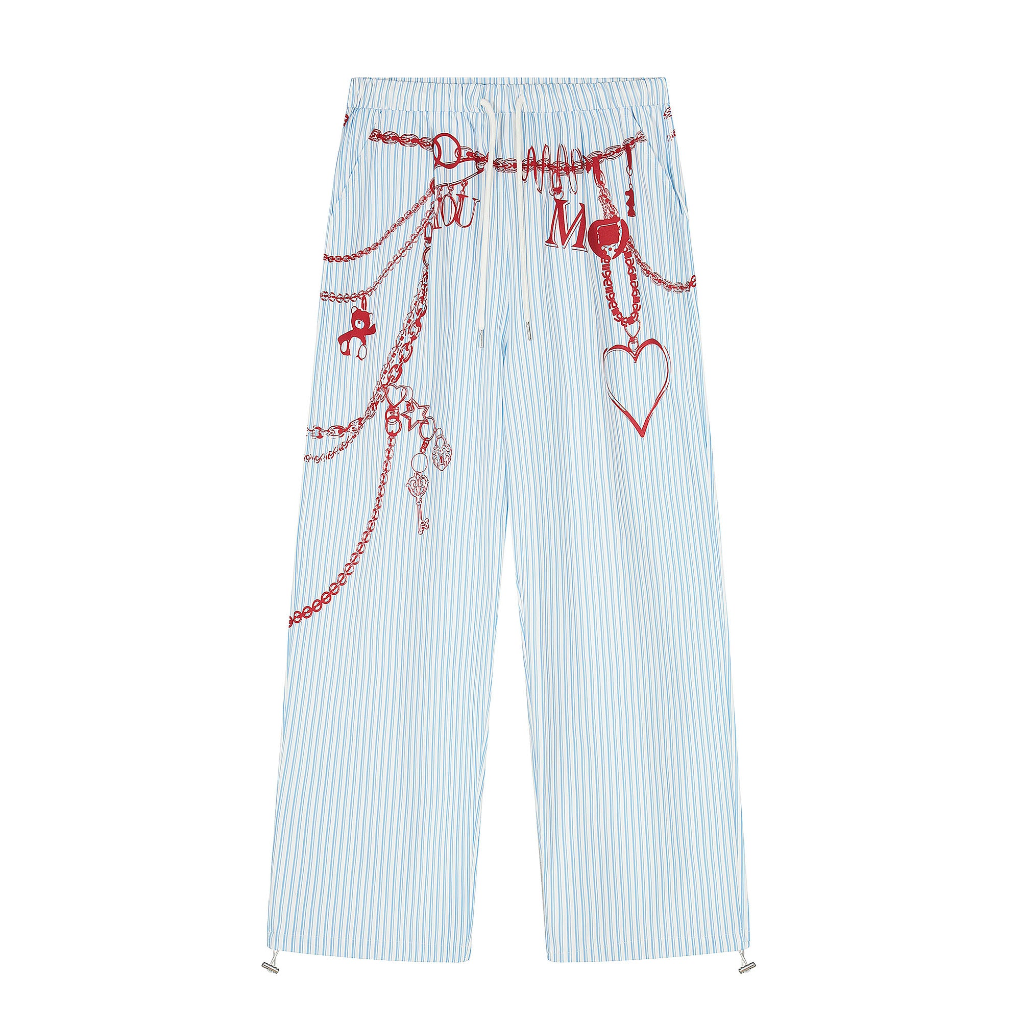 CLP Charm Graphic Striped Drawstring Pants