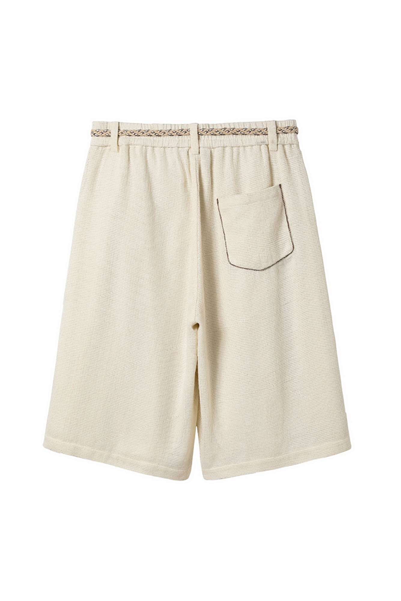 ALVNG AR ANTS Textured Mesh Pleated Braided Tassel Belt Shorts, premium urban and streetwear designers apparel on PROJECTISR.com, ALVNG AR ANTS