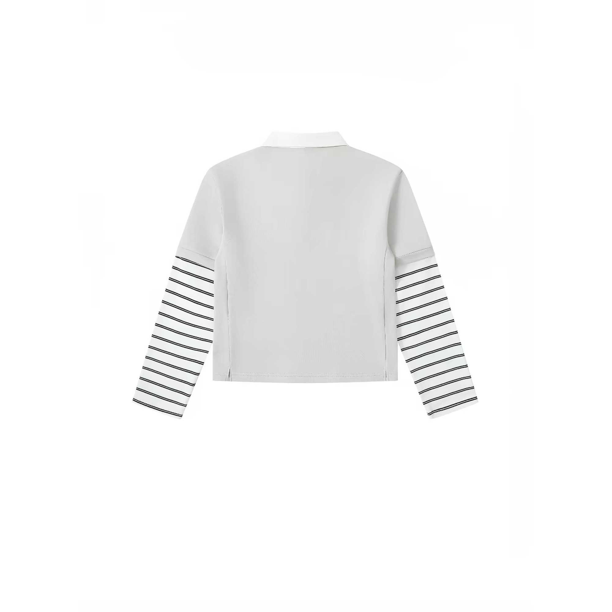 REGEN ZONE Layered Graphic Striped Polo Long-Sleeve Tee