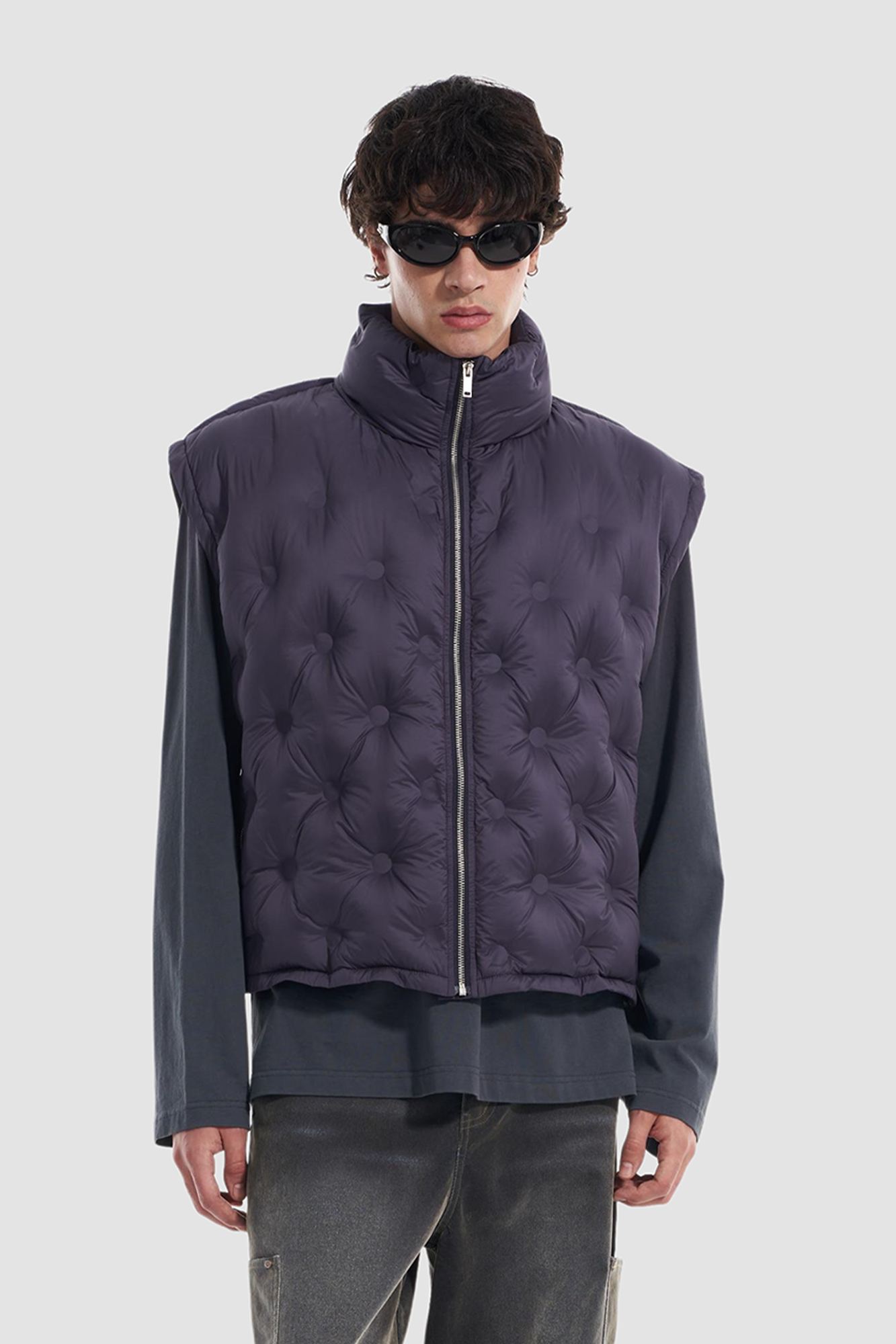 VANN VALRENCE Bubble-Quilted High-Neck Down Vest