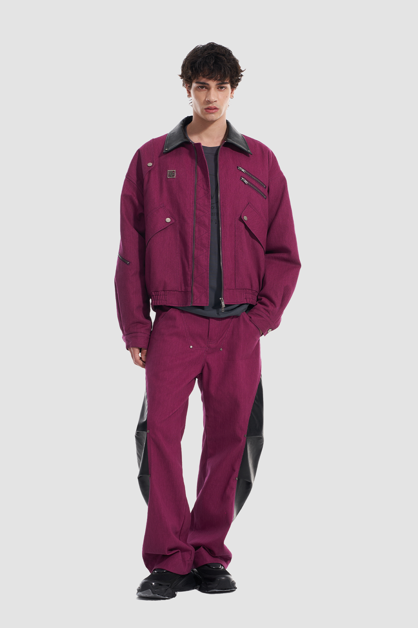 VANN VALRENCE Contrast Multi-Zip Padded Utility Jacket