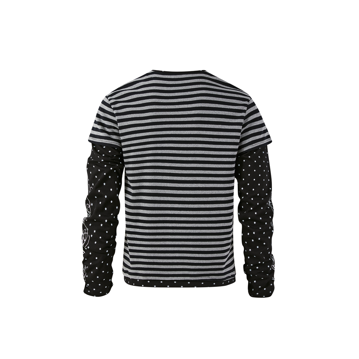PASET Retro Striped Star Graphic Henley Long-Sleeve Tee