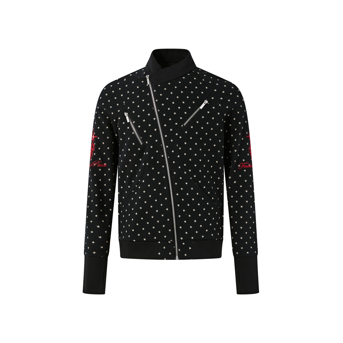 PASET Star Jacquard Embroidered Zip-Up Hoodie