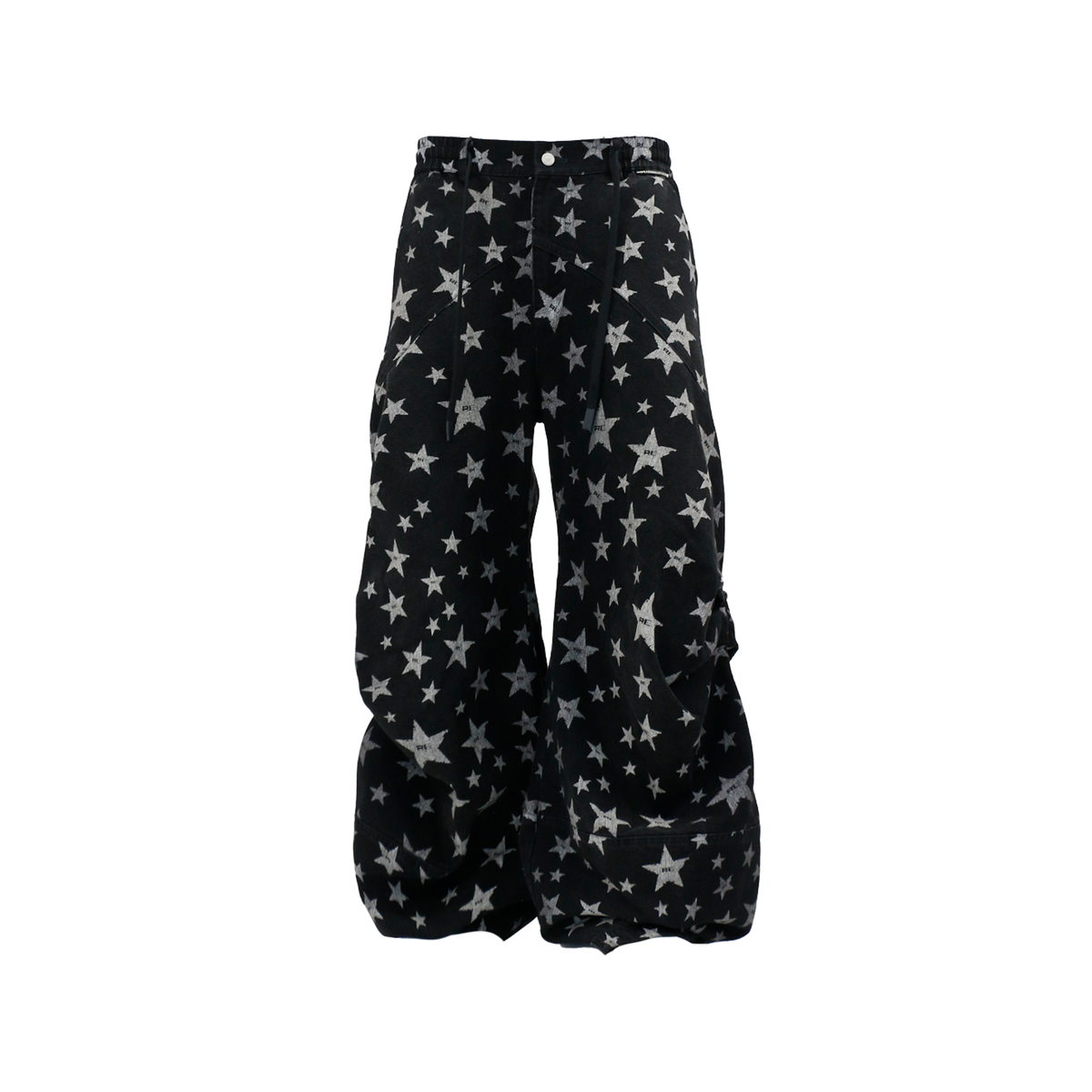RELABEL Washed Star Full-Print Pleated Wide-Leg Jeans