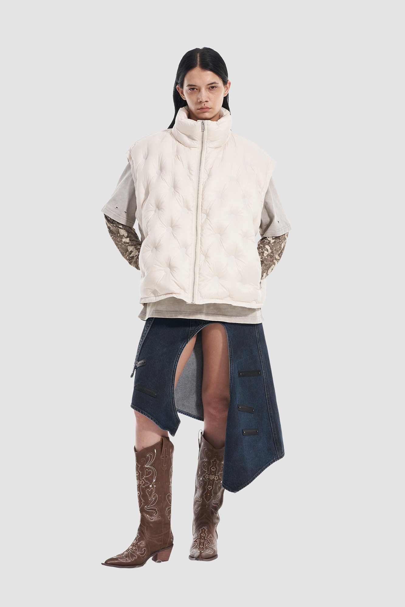 VANN VALRENCE Bubble-Quilted High-Neck Down Vest