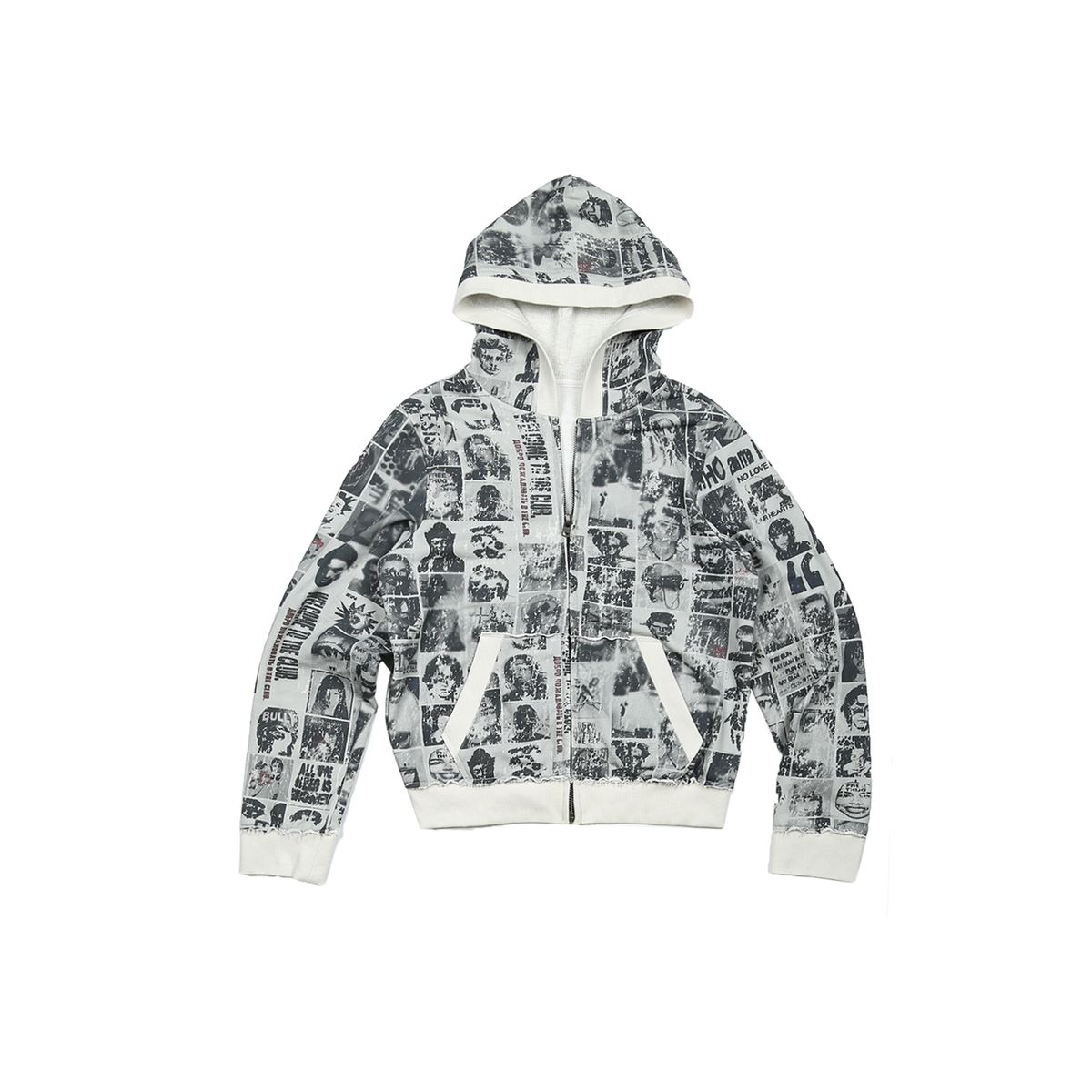 TRECLUB Retro Portrait Full-Print Hooded Jacket