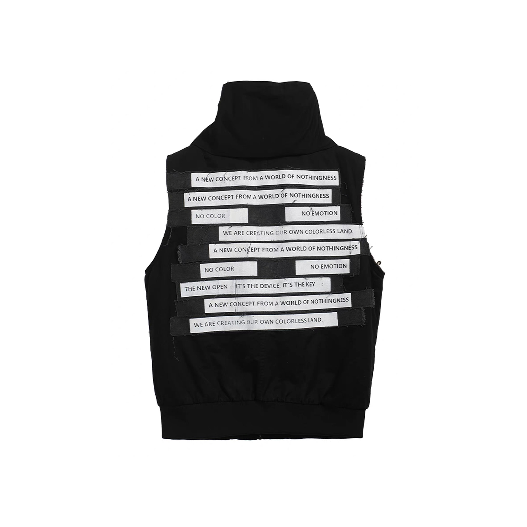 NOTHINGNESS WORLD Padded Funnel-Neck Zip Vest, premium urban and streetwear designers apparel on PROJECTISR.com, NOTHINGNESS WORLD
