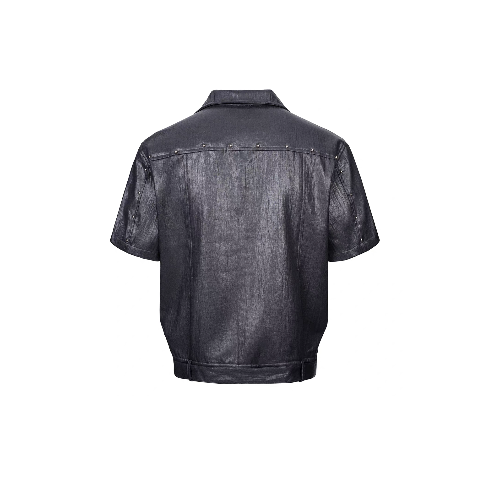 ESAIAS Studded Waxed Linen Belted Half Shirt