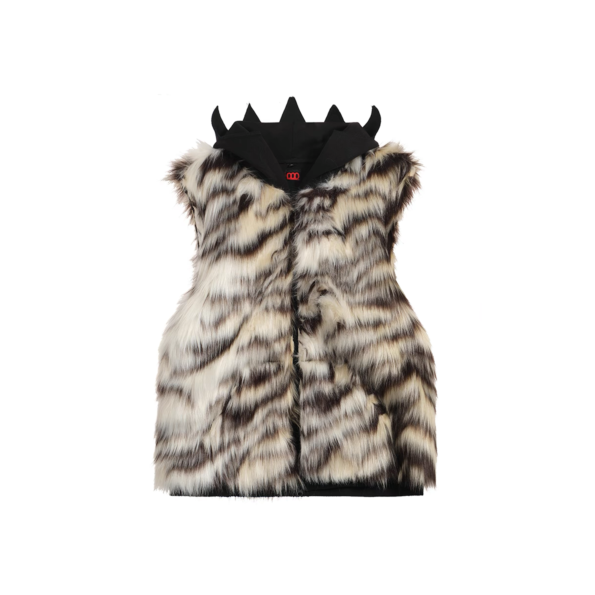 NOTHINGNESS WORLD Tiger-Stripe Spiked Crown Hooded Vest, premium urban and streetwear designers apparel on PROJECTISR.com, NOTHINGNESS WORLD