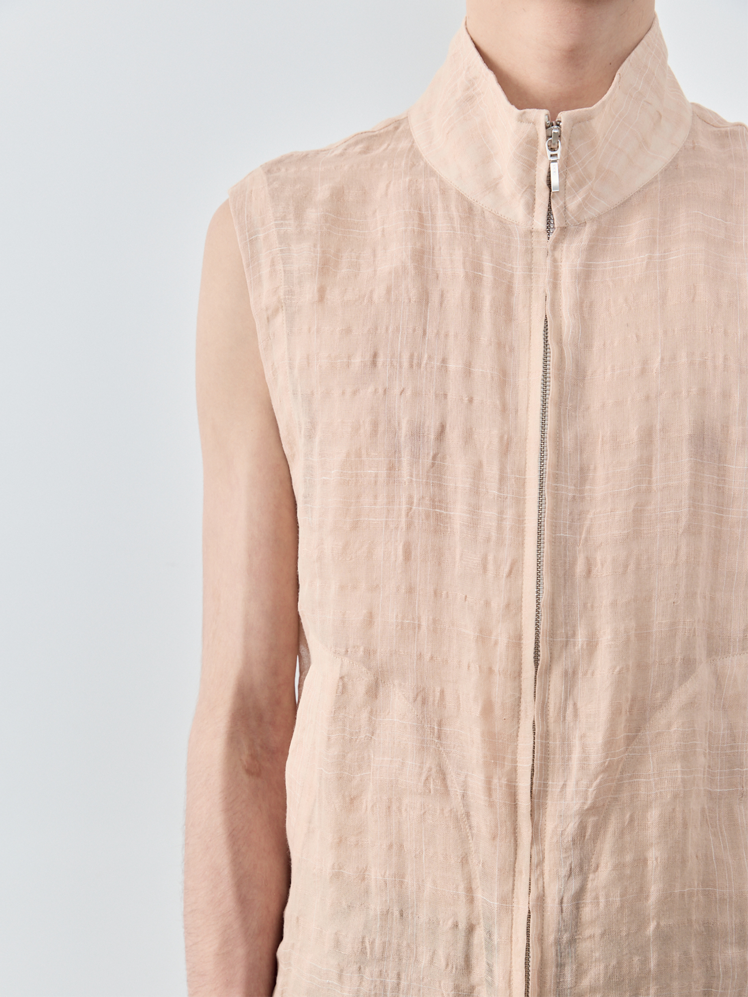 GRAINMUSTARD Linen-Cotton Plaid Vest, premium urban and streetwear designers apparel on PROJECTISR.com, GRAINMUSTARD
