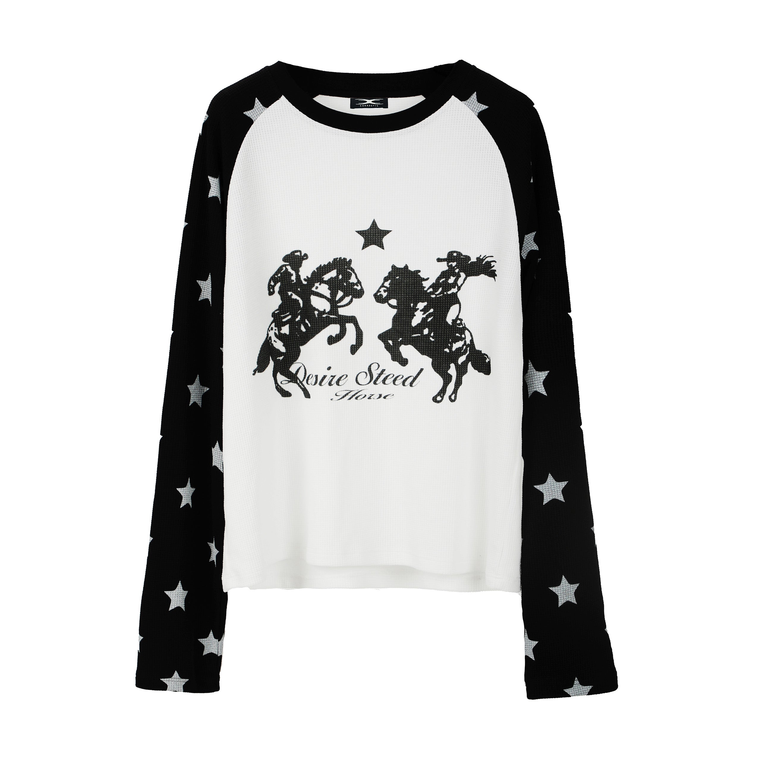 SEXXDEVIL Star Waffle-Knit Raglan Long-Sleeve Tee