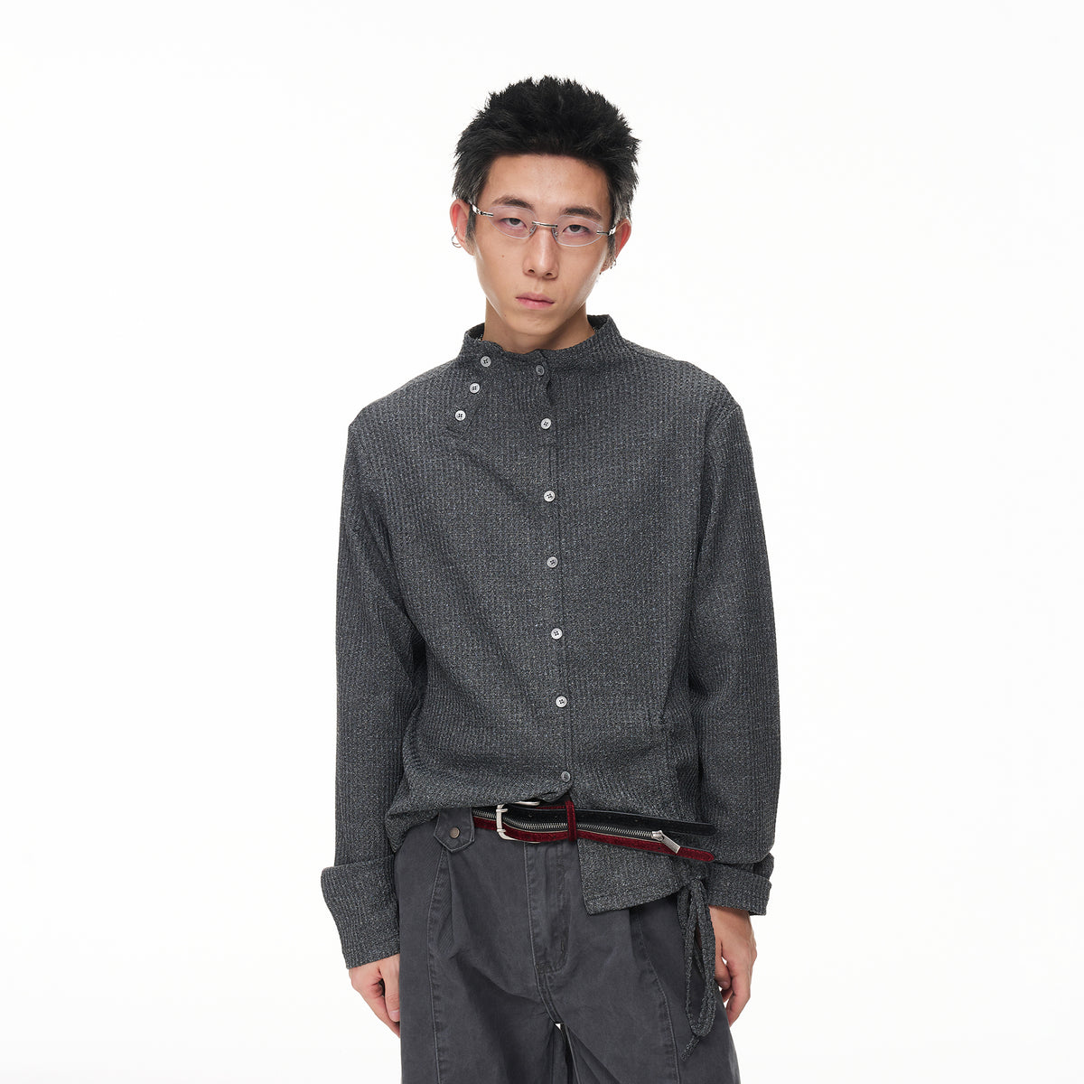 BOTANICA Drawstring Mock-Neck Long-Sleeve Tee