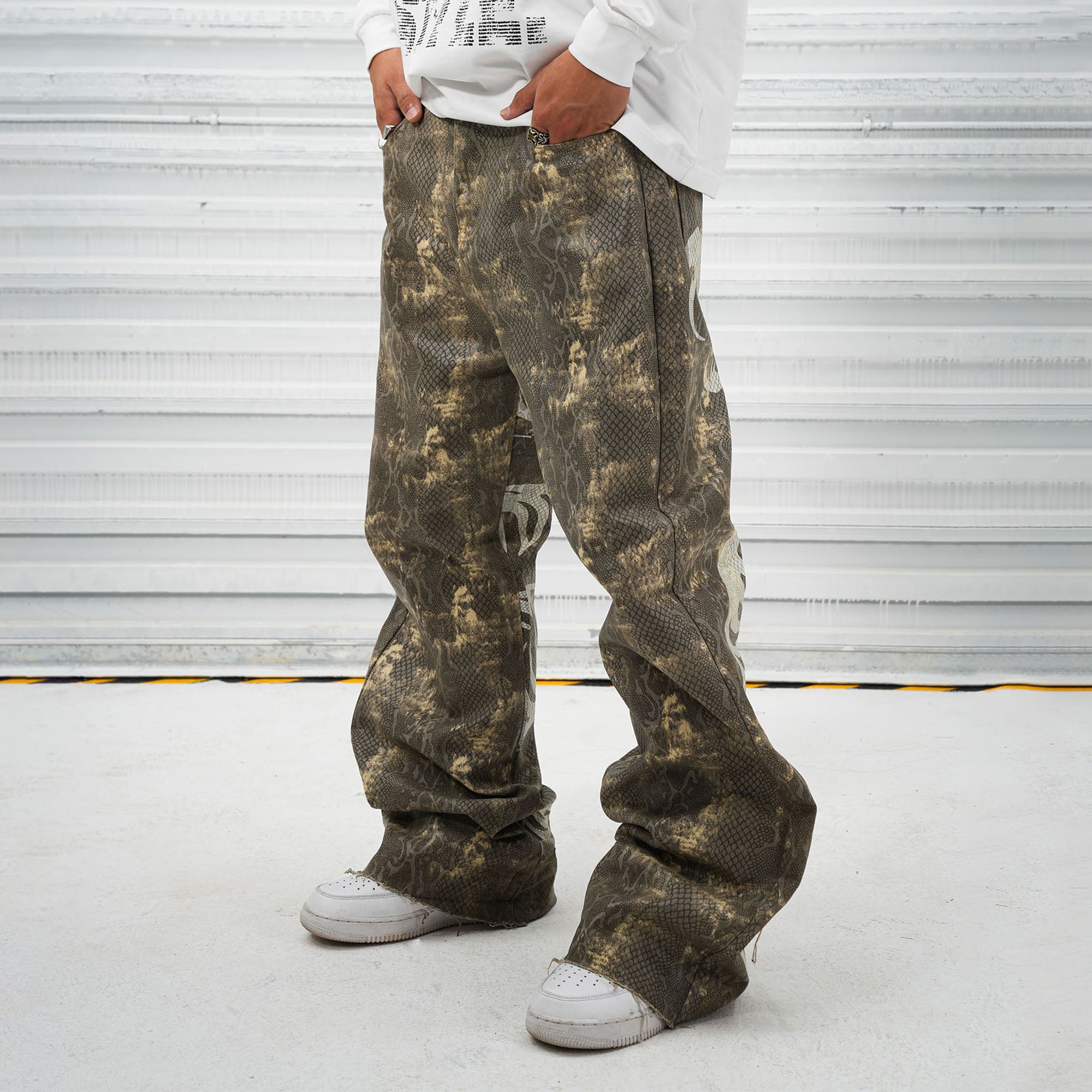 VINKID Snakeskin Waxed Baggy Pants
