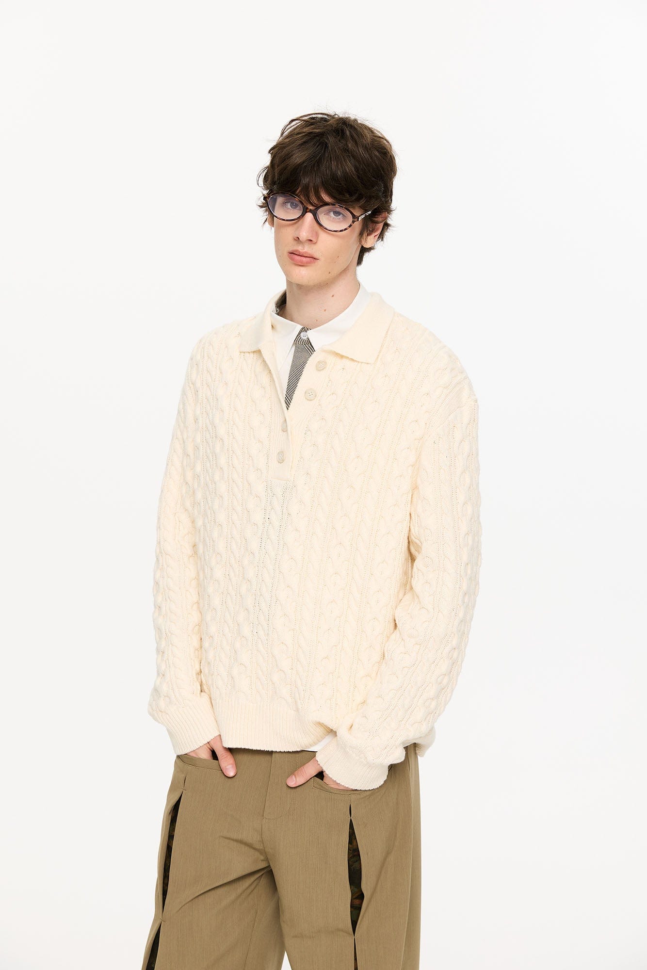 KREATE Cable Knit Polo Sweater, premium urban and streetwear designers apparel on PROJECTISR.com, KREATE