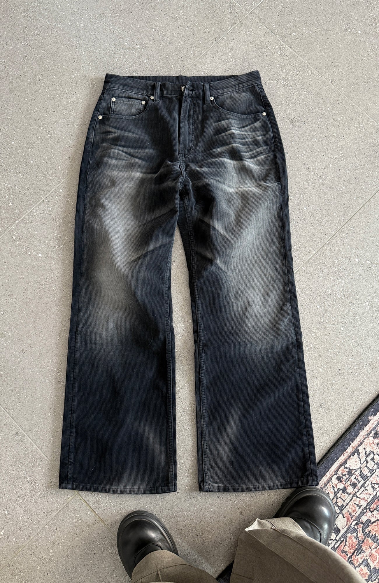 TRECLUB Washed Straight-Leg Corduroy Trousers, premium urban and streetwear designers apparel on PROJECTISR.com, TRECLUB