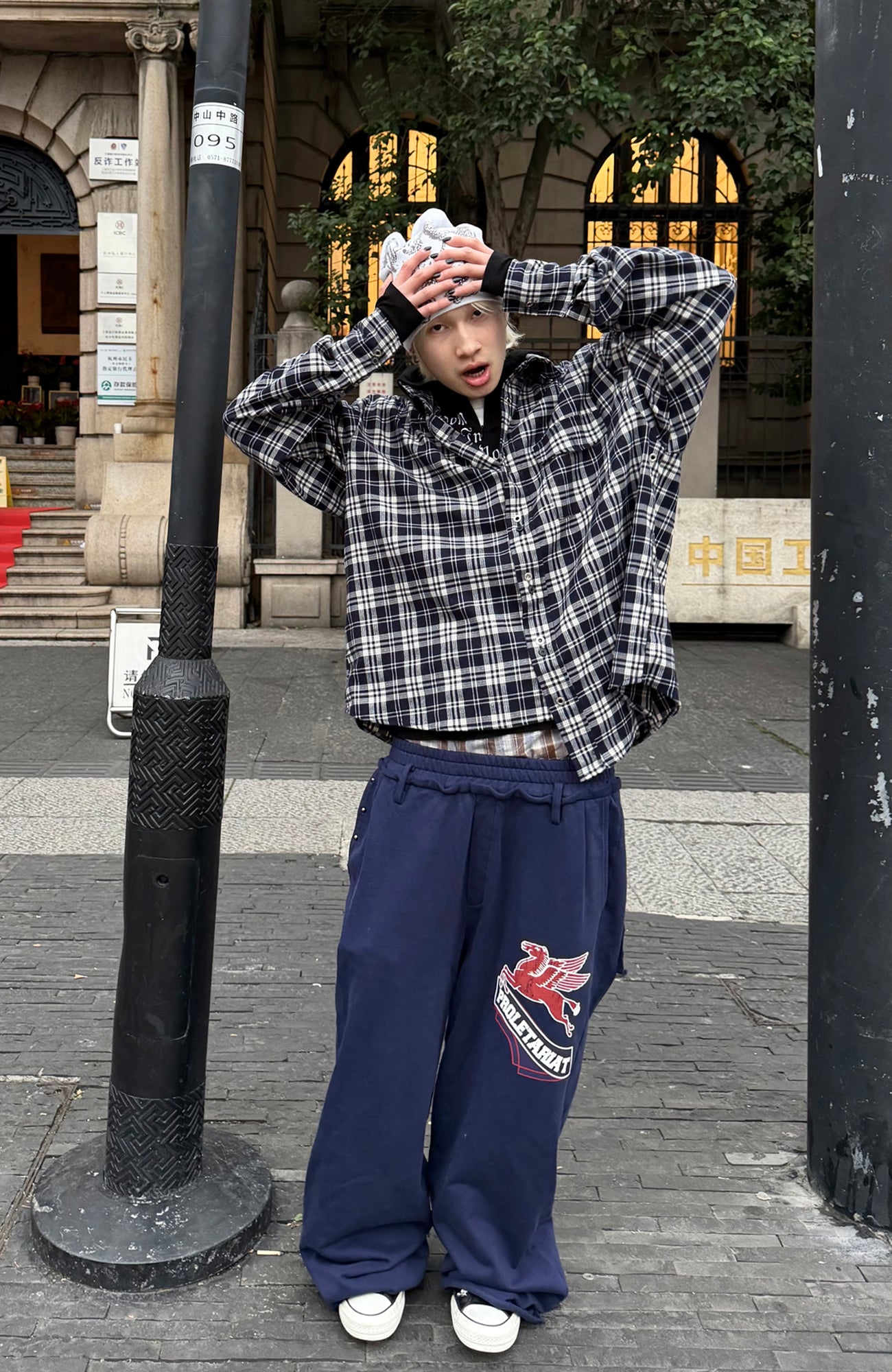 TRECLUB Washed Graphic Wide-Leg Sweatpants, premium urban and streetwear designers apparel on PROJECTISR.com, TRECLUB