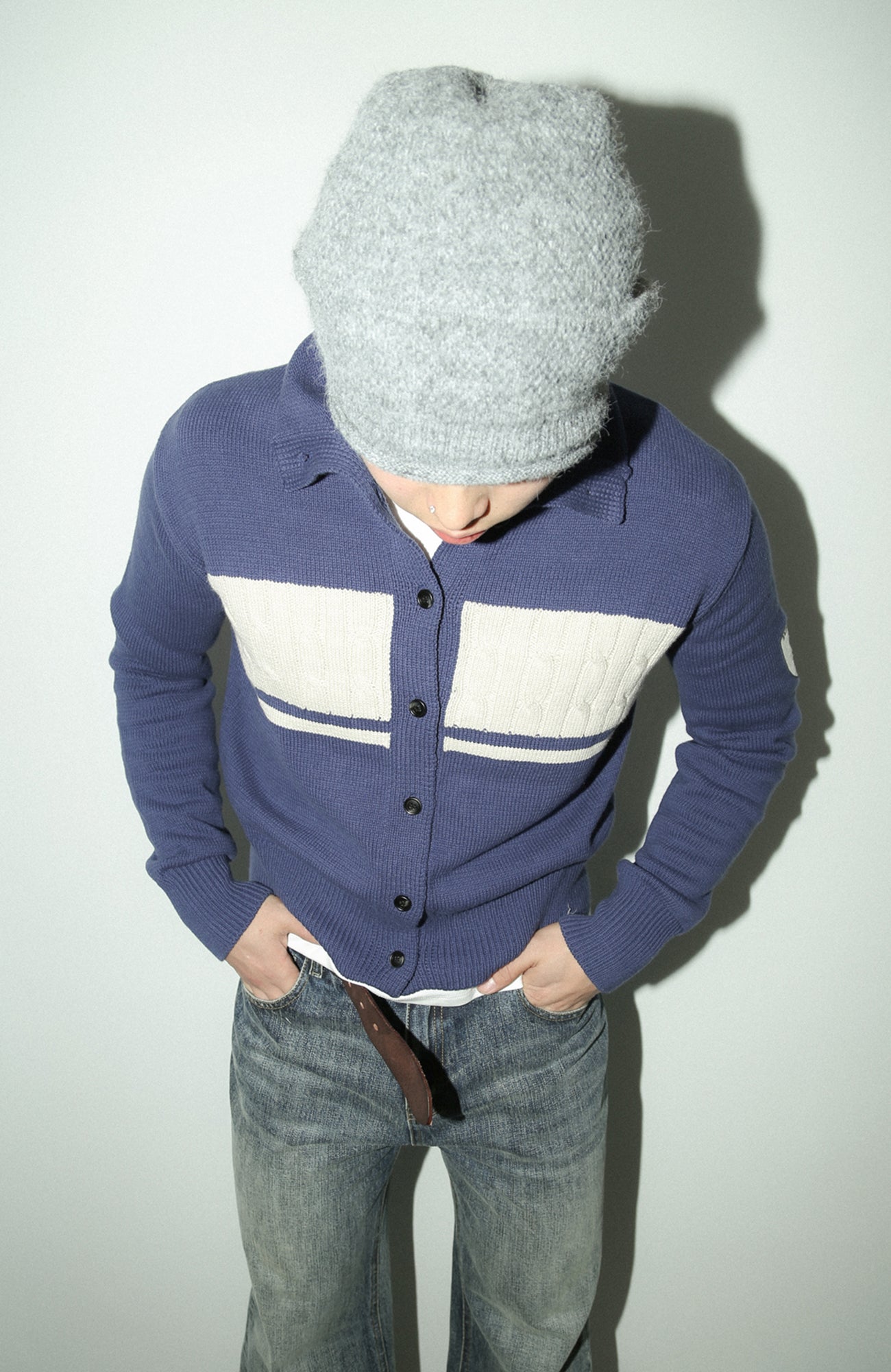 TRECLUB Retro Collegiate Cable-Knit Cardigan, premium urban and streetwear designers apparel on PROJECTISR.com, TRECLUB