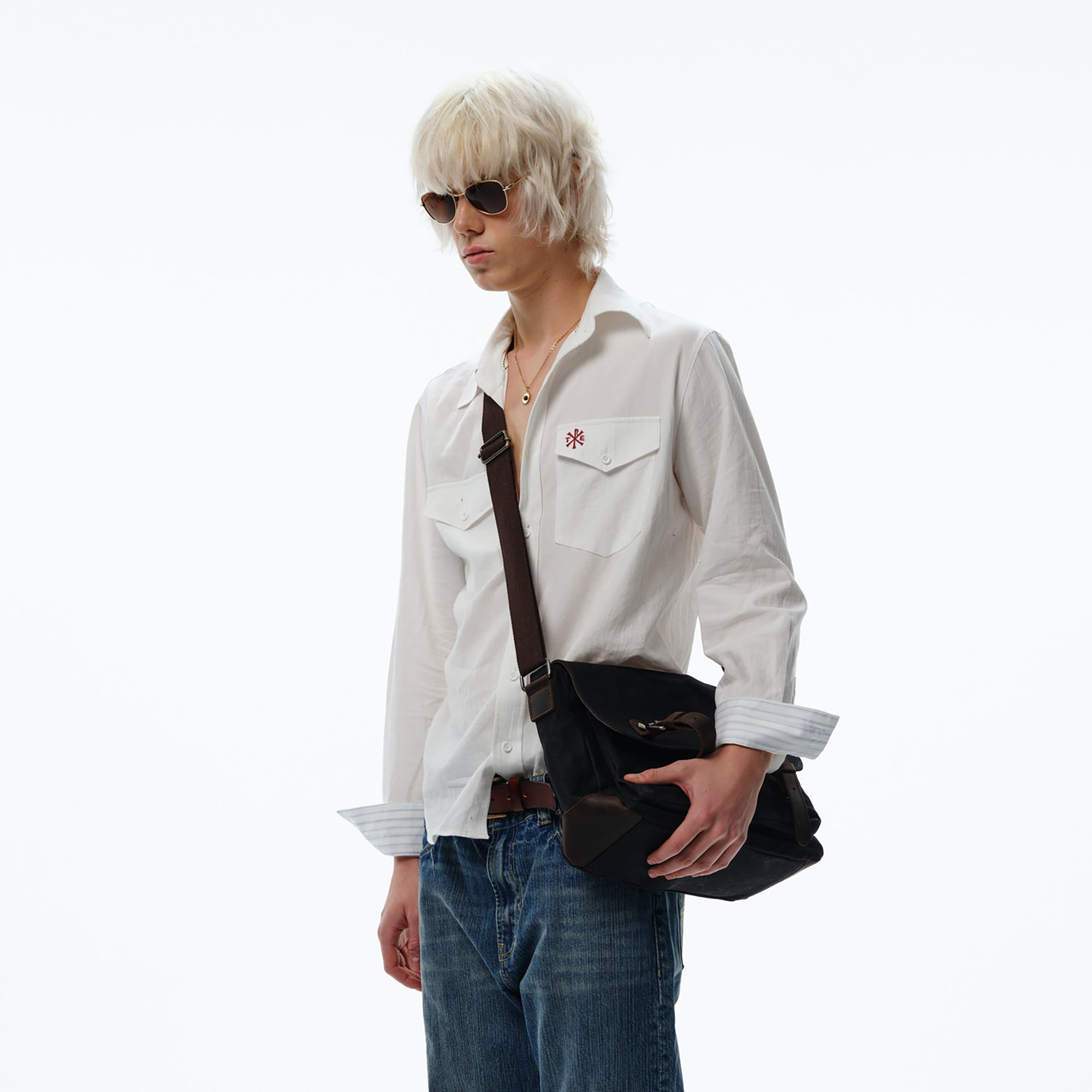 TRECLUB Retro Embroidered Solid Shirt, premium urban and streetwear designers apparel on PROJECTISR.com, TRECLUB