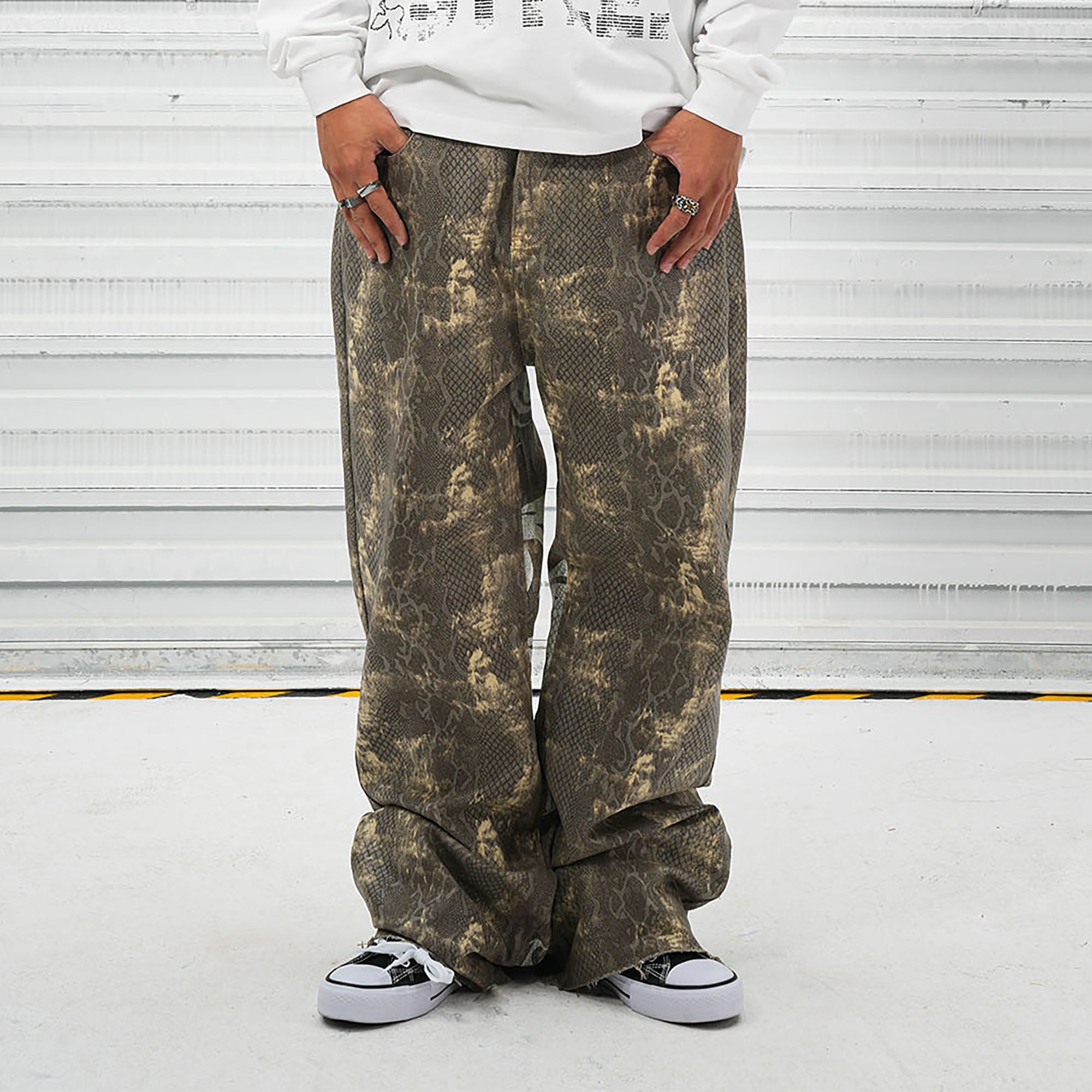 VINKID Snakeskin Waxed Baggy Pants
