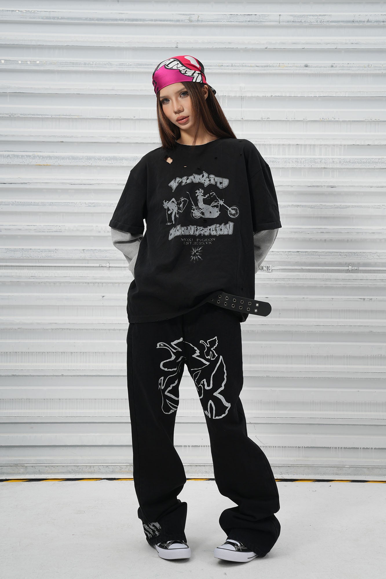 VINKID Flock of Doves Graphic Jeans, premium urban and streetwear designers apparel on PROJECTISR.com, VINKID