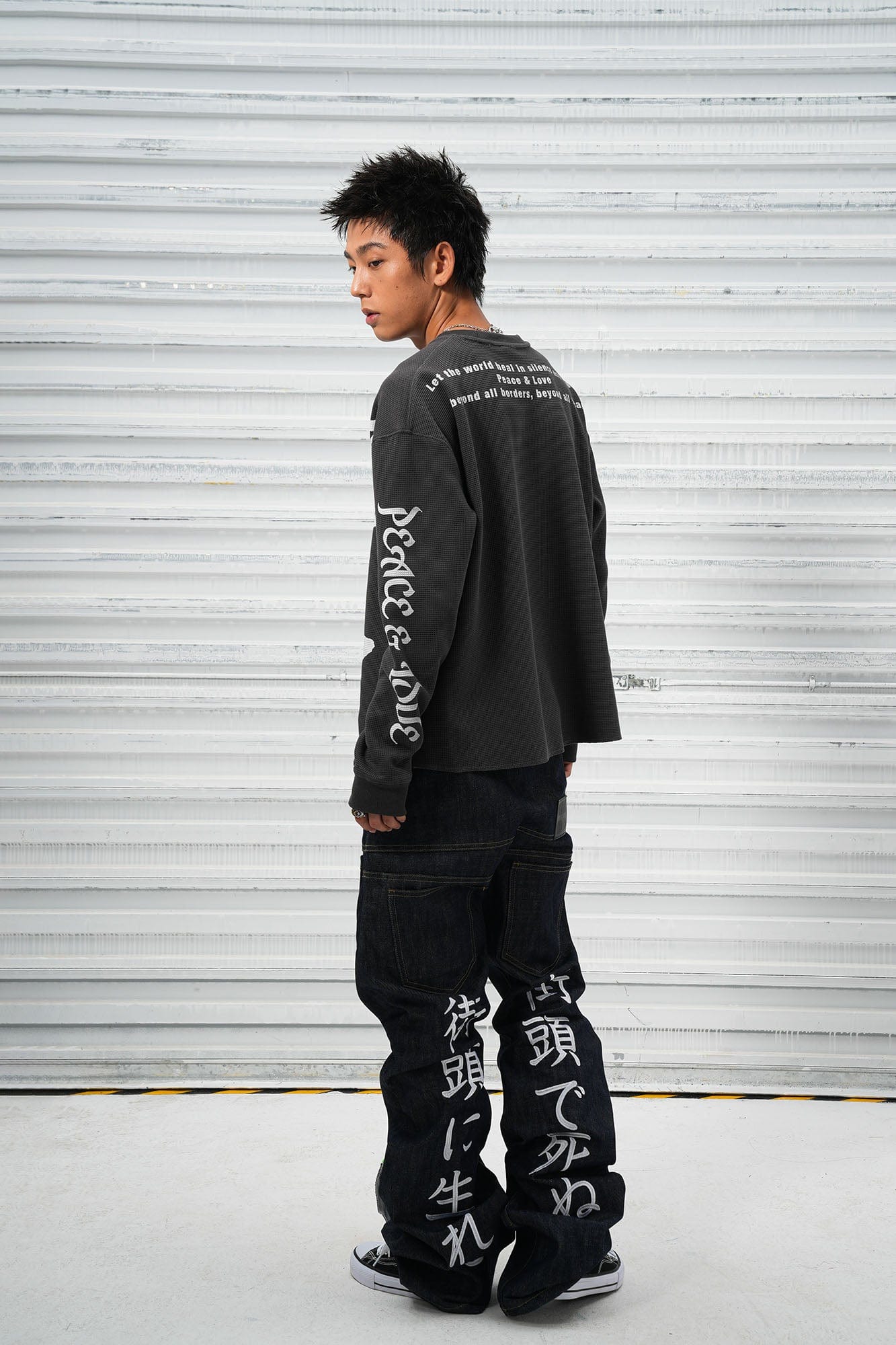 VINKID Pigeon Graphic Waffle Sweatshirt, premium urban and streetwear designers apparel on PROJECTISR.com, VINKID