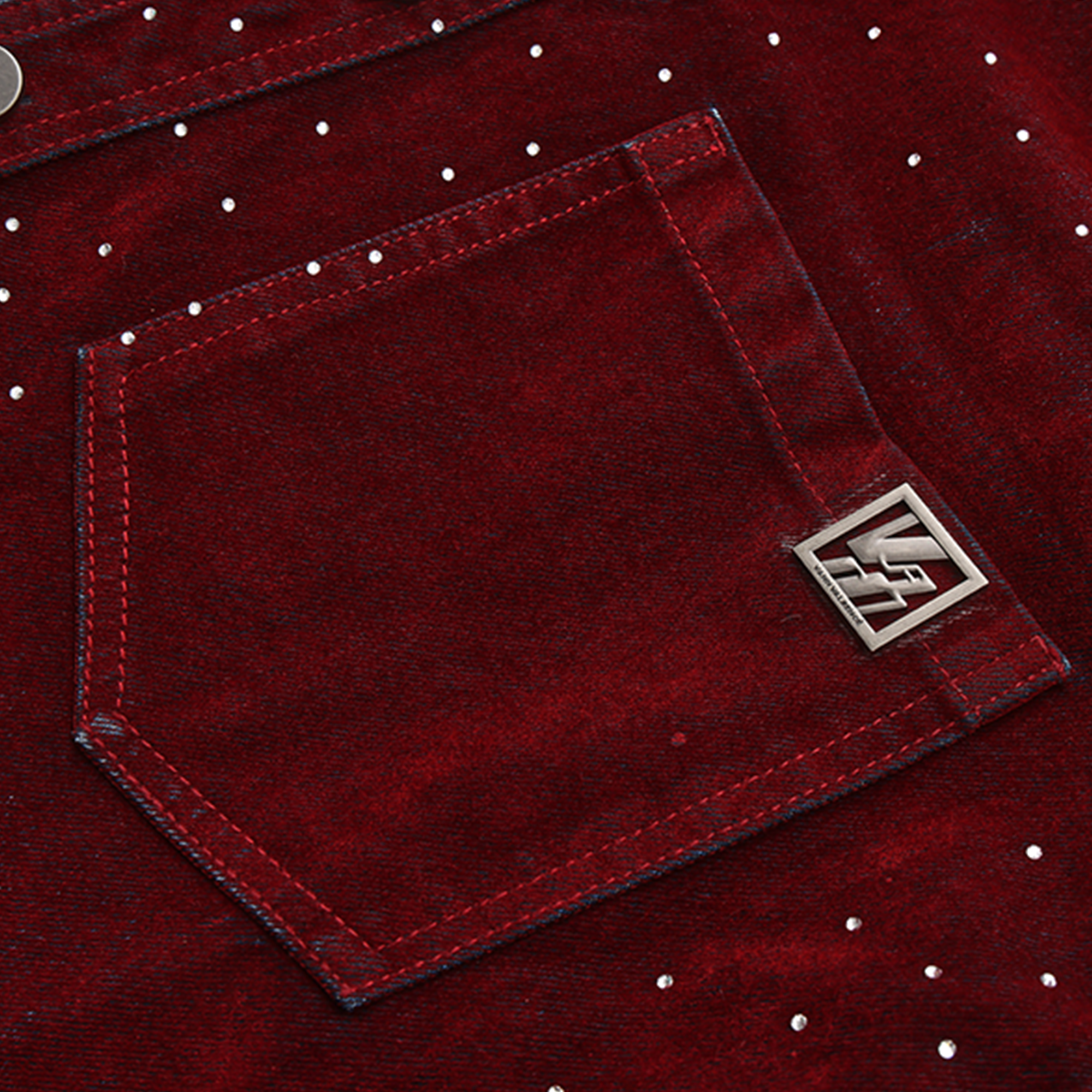 VANN VALRENCE Diamond-Studded Velvet Shirt Jacket