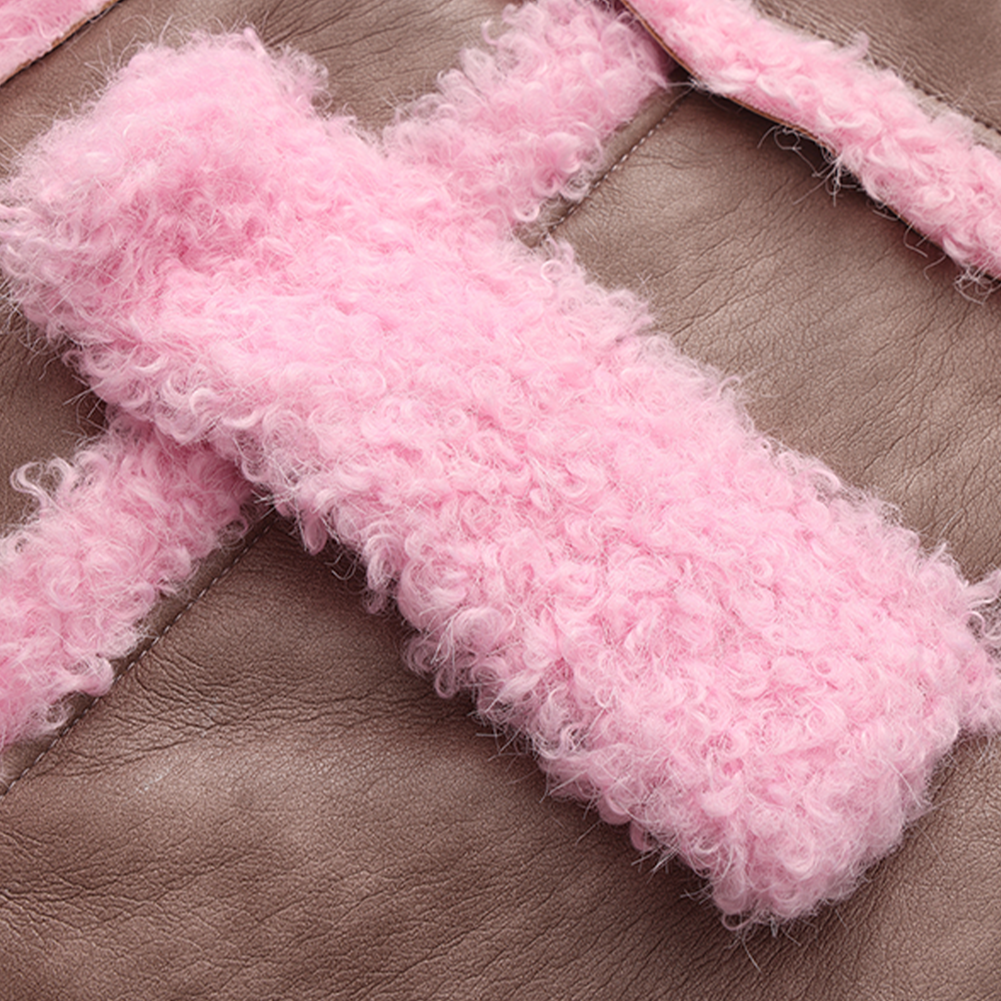 VANN VALRENCE Shearling-Trim Panel PU Long Coat