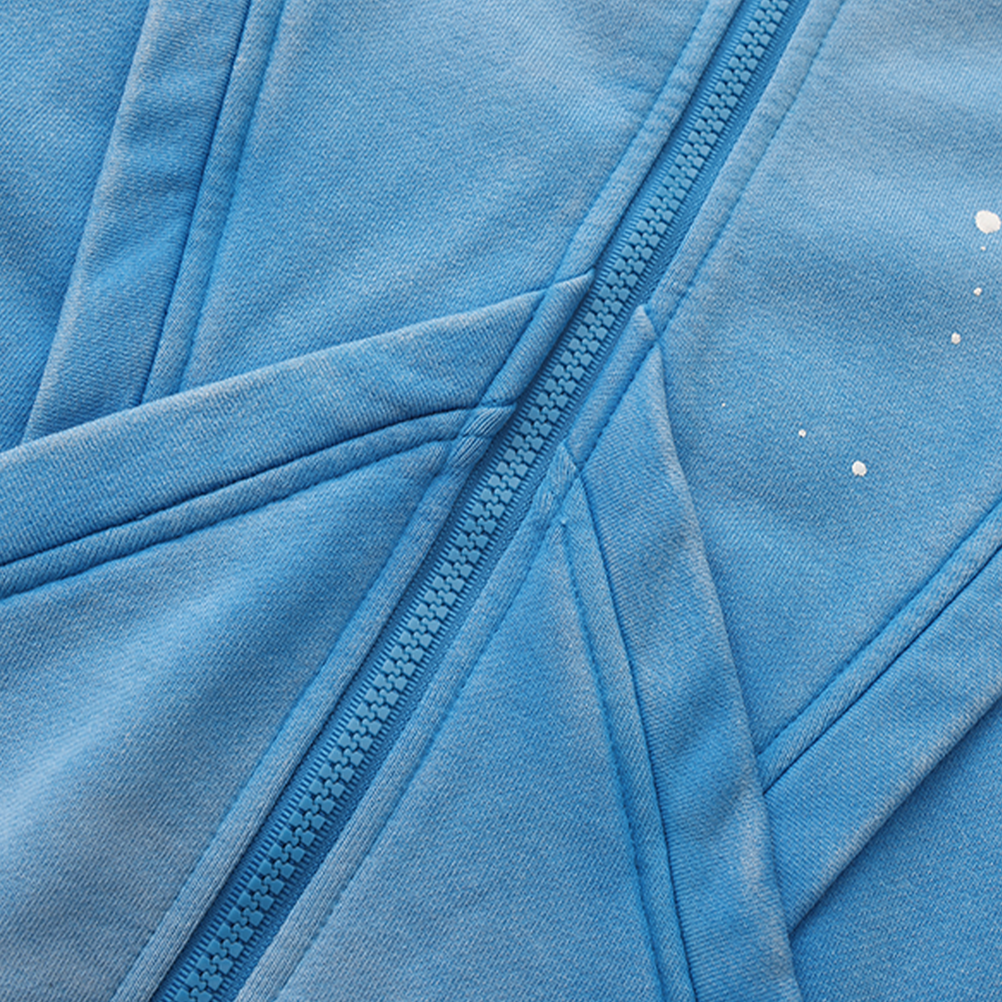 VANN VALRENCE Washed Paint-Splattered Paneled Zip Hoodie